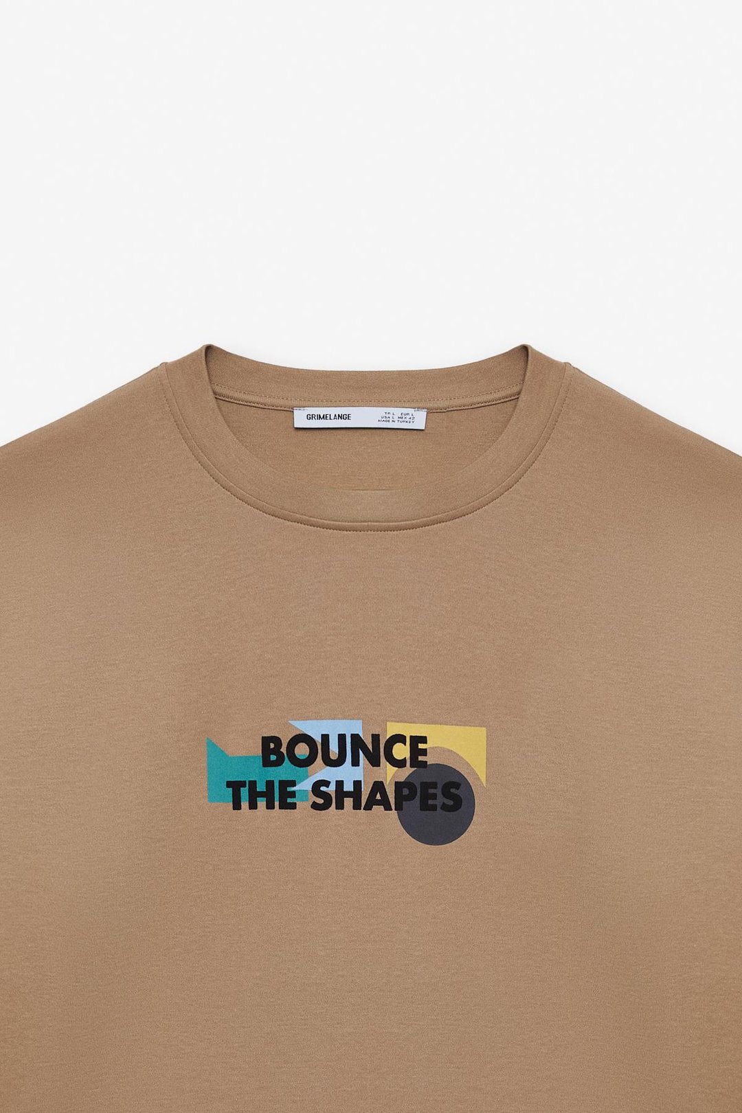 MILENNIAL Erkek Oversize Fit %100 Pamuk Kalın Dokulu Baskılı Koyu Bej T-Shirt