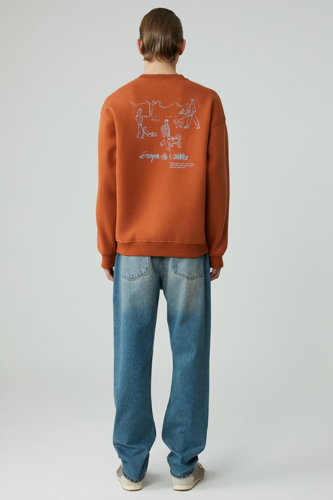 MINTY Erkek Yuvarlak Yaka 3 İplik Turuncu Sweatshirt