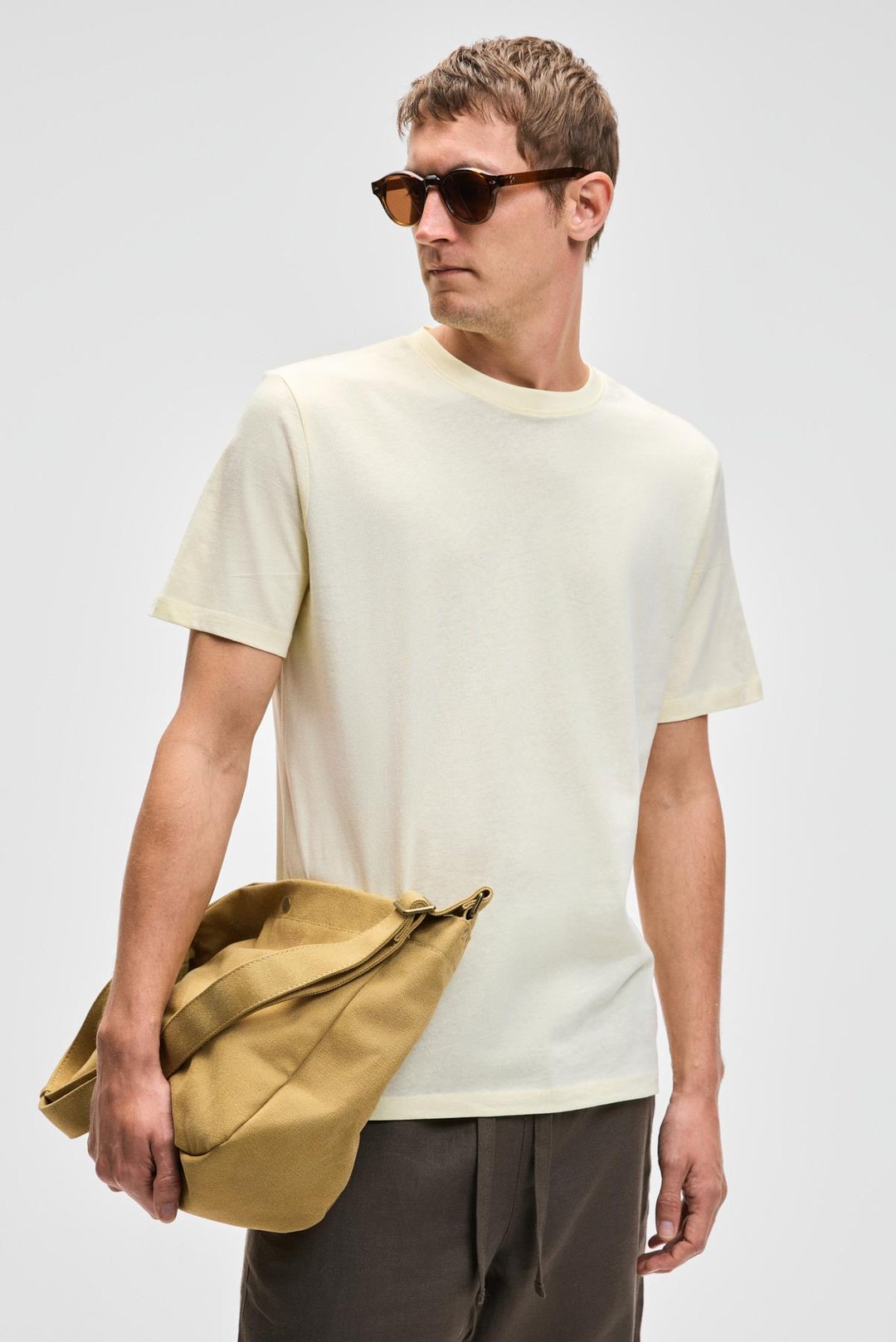 MOCASSIN Erkek %100 Pamuk Baskılı Relaxed Fit Yuvarlak Yaka Kısa Kollu Sarı T-Shirt