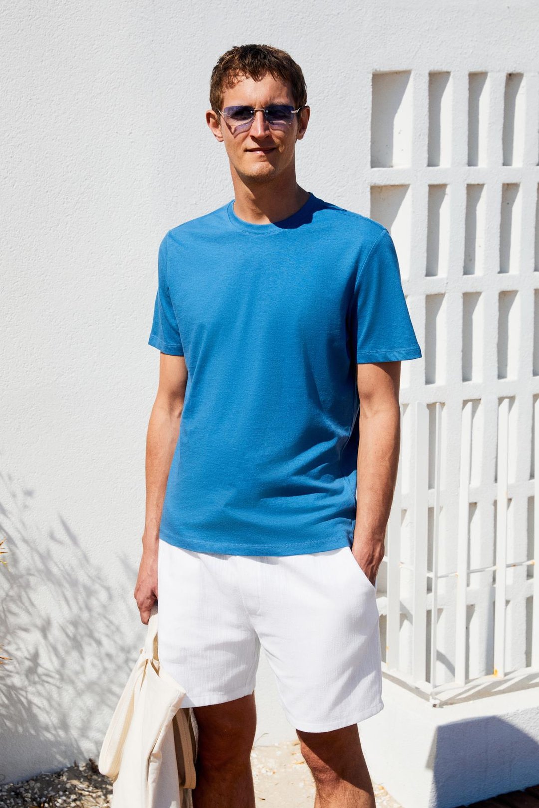 MOCASSIN Erkek %100 Pamuk Baskılı Relaxed Fit Yuvarlak Yaka Kısa Kollu Mavi T-Shirt