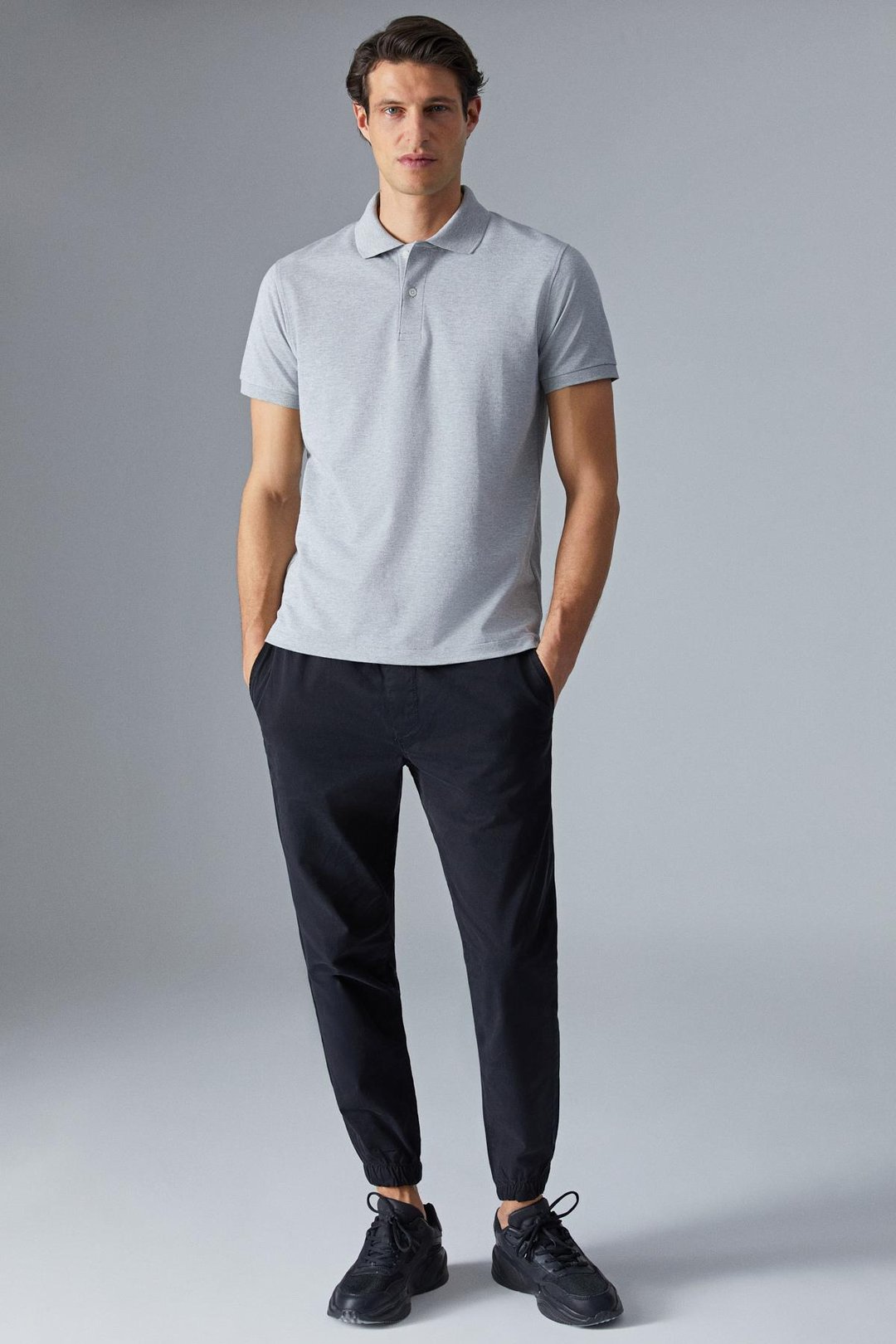 MONAGHAN Erkek Polo Yaka Relaxed Fit Patlı Düğmeli Kısa Kollu Grimelanj T-Shirt