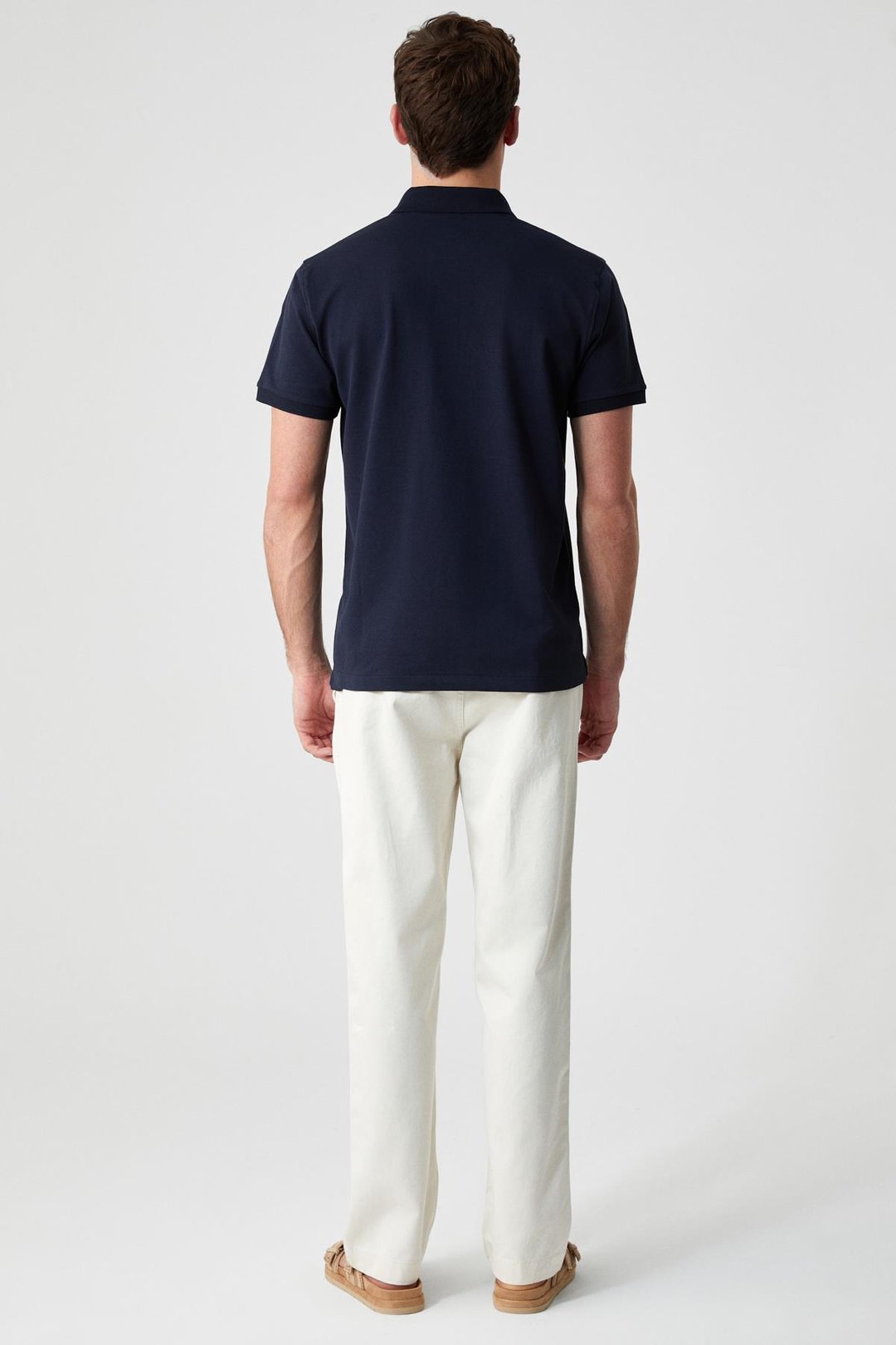 MONAGHAN Erkek Polo Yaka Relaxed Fit Patlı Düğmeli Kısa Kollu Lacivert T-Shirt