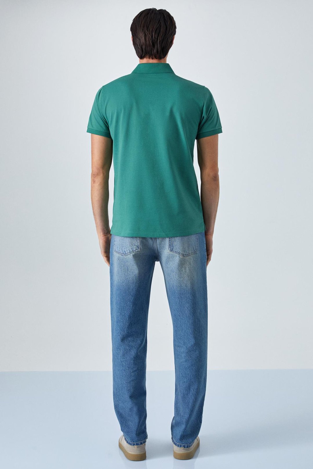 MONAGHAN Erkek Polo Yaka Relaxed Fit Patlı Düğmeli Kısa Kollu Yeşil T-Shirt