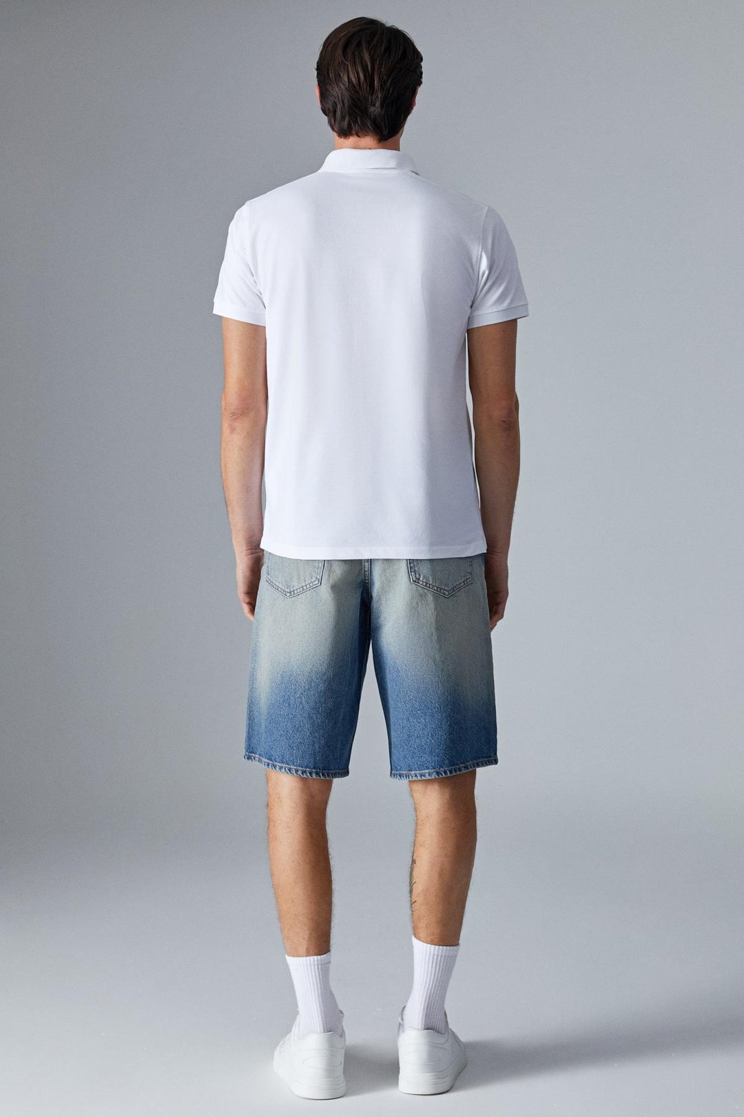 MONAGHAN Erkek Polo Yaka Relaxed Fit Patlı Düğmeli Kısa Kollu Beyaz T-Shirt