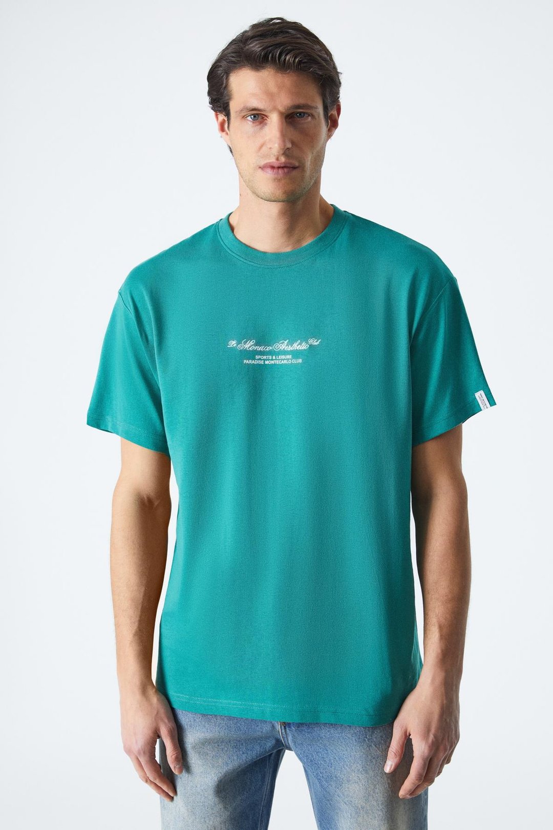 MONTECARLO Erkek Oversize Fit Kolej Yeşili T-Shirt