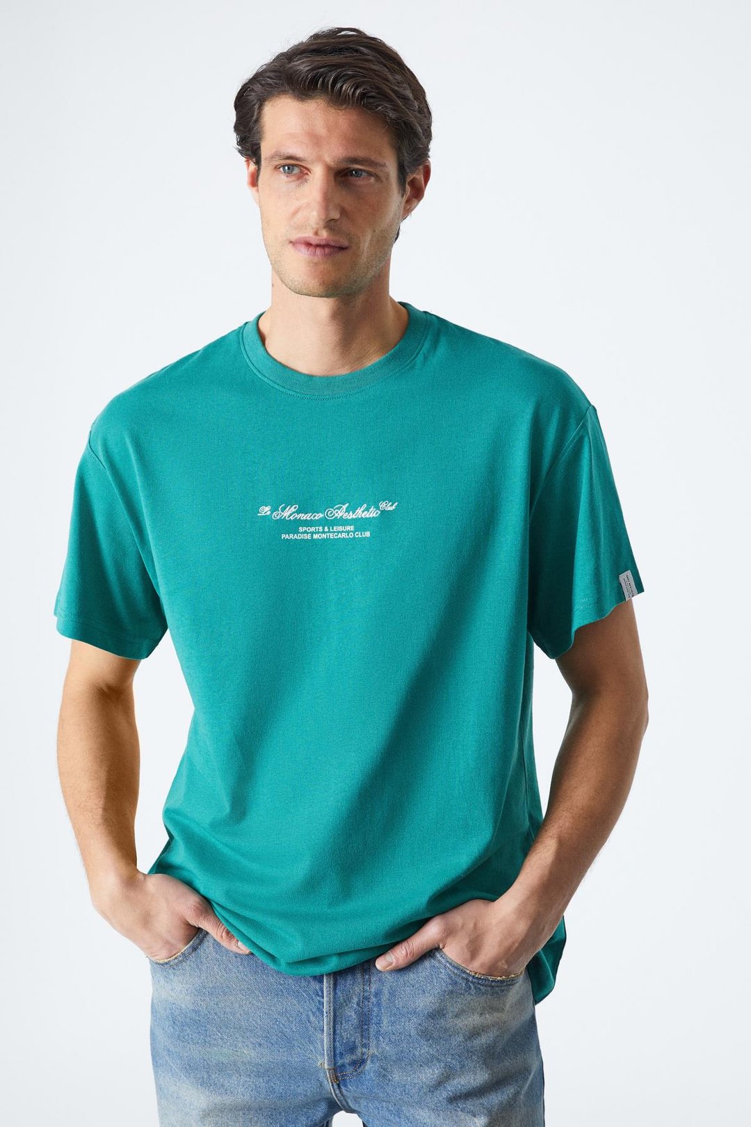 MONTECARLO Erkek Oversize Fit Kolej Yeşili T-Shirt