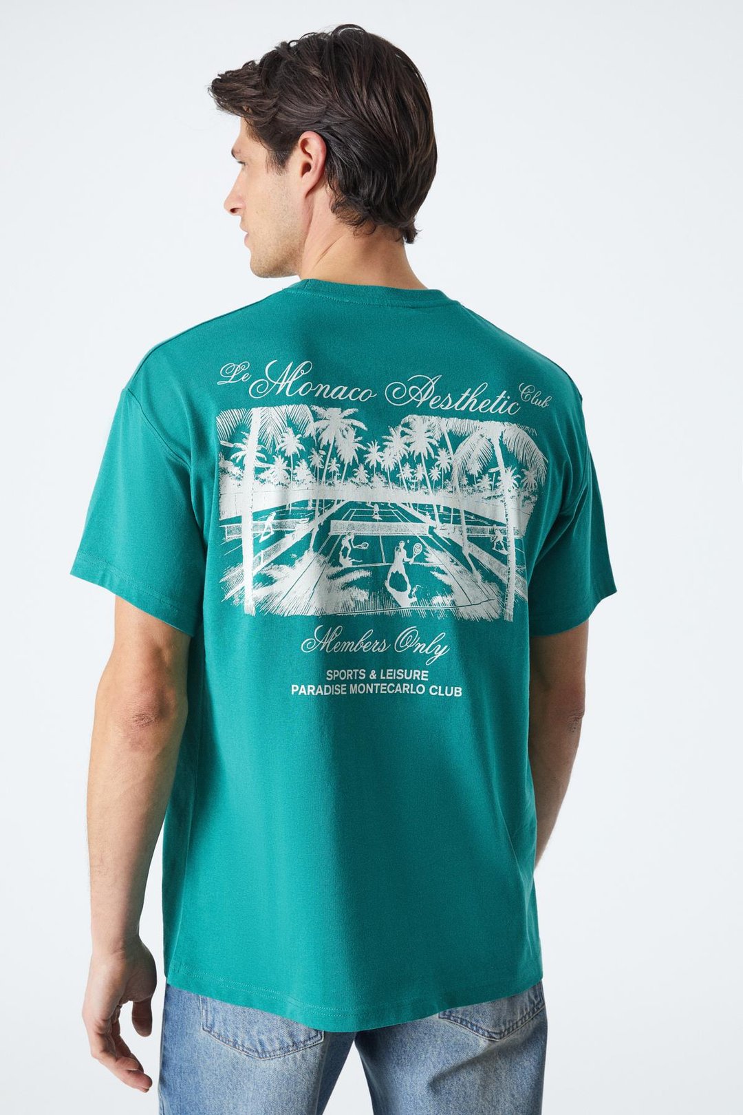 MONTECARLO Erkek Oversize Fit Kolej Yeşili T-Shirt