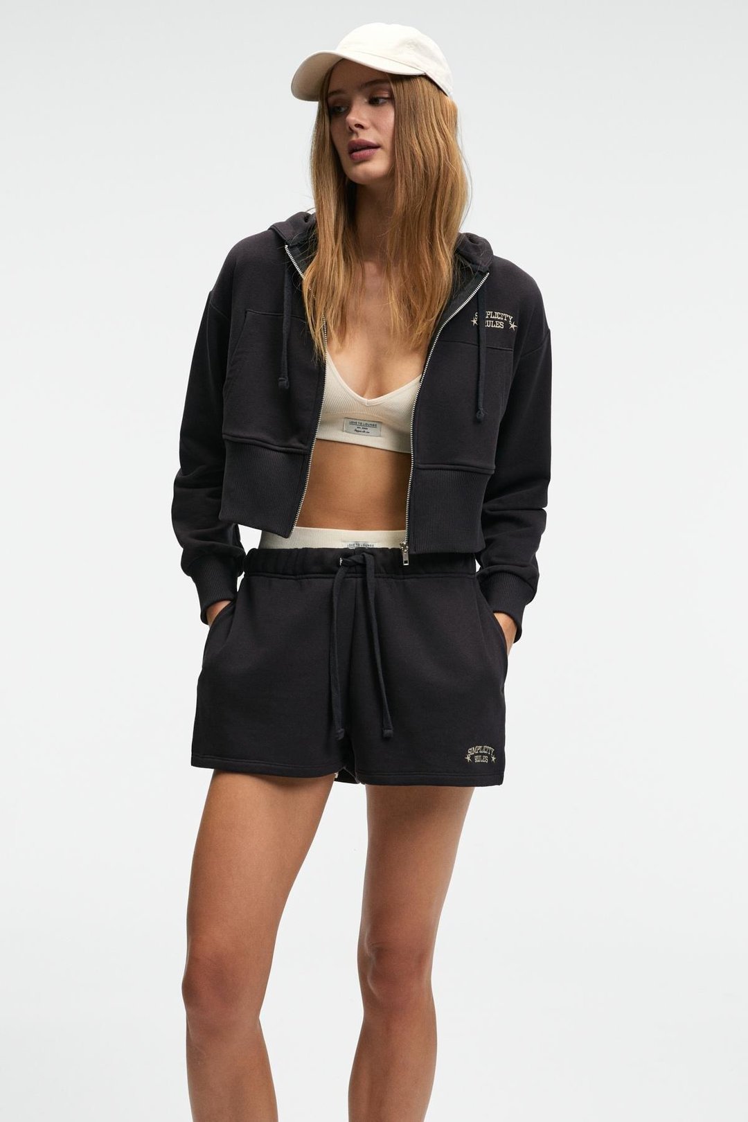 MOREVA Kadın Nakışlı Rahat Antrasit Şort