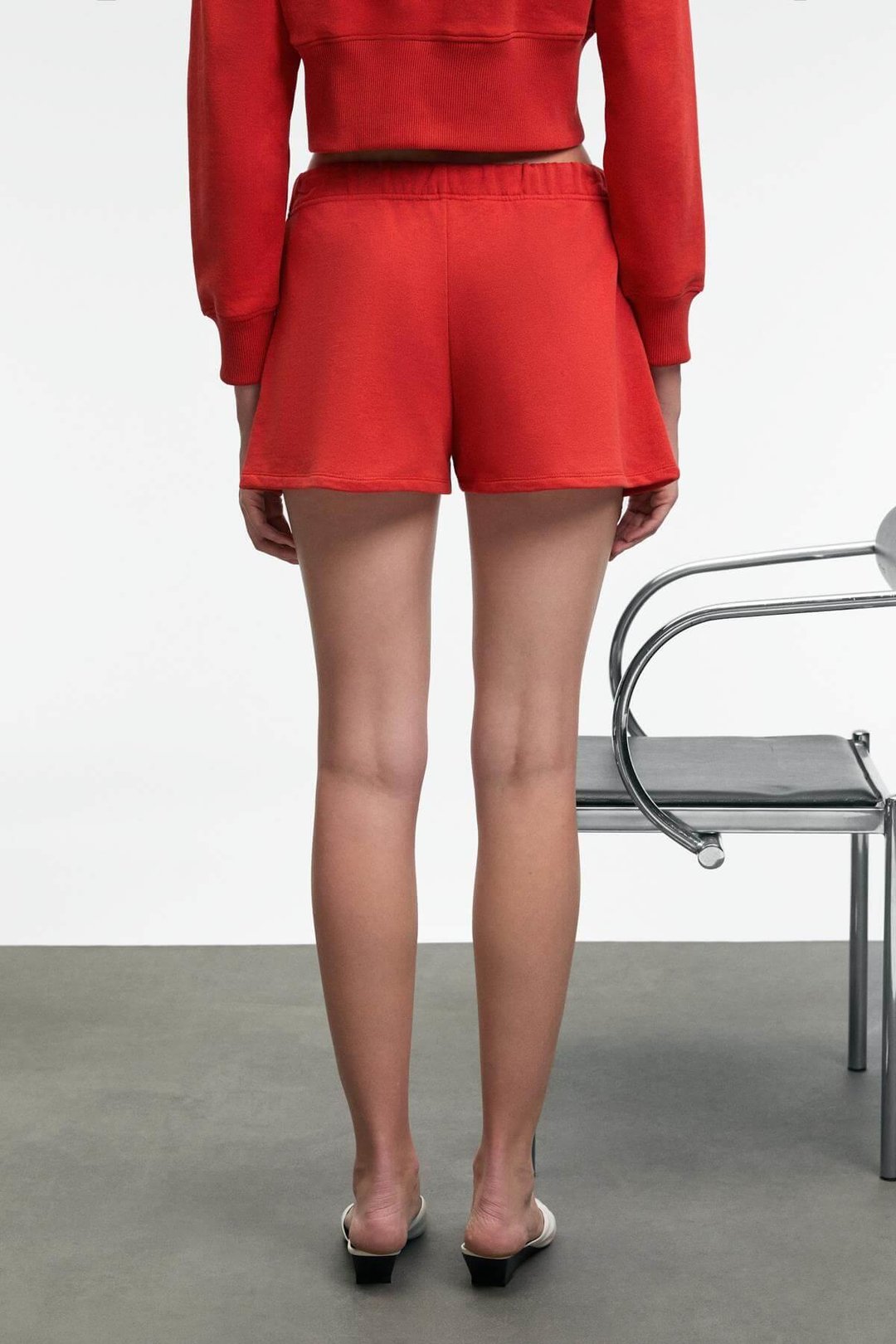 MOREVA Kadın Nakışlı Rahat Kırmızı Şort