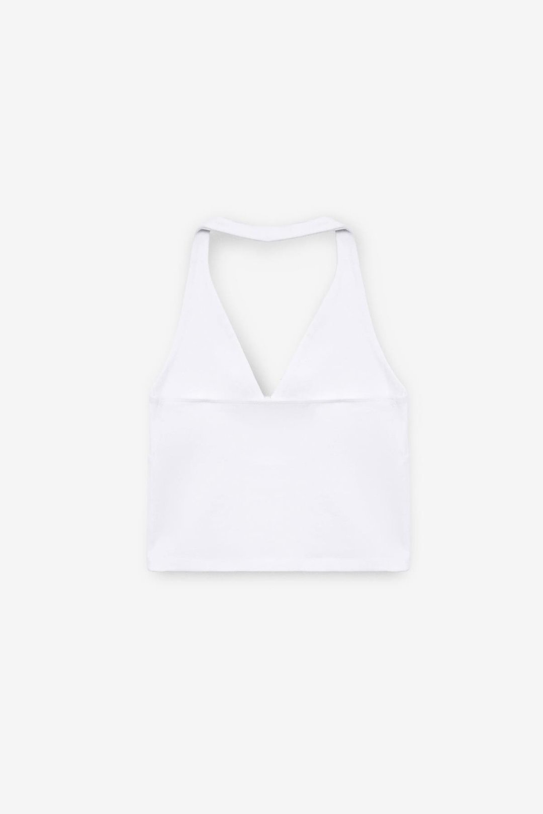 MORIENNE Kadın Halter Yaka Kalın Askılı Sırtı Açık Crop Beyaz Bluz