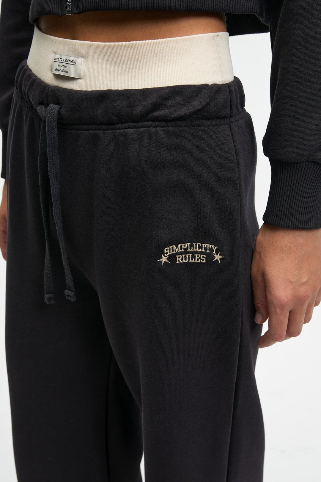 MORVELLA Kadın Nakışlı Regular Fit Antrasit Eşofman Altı