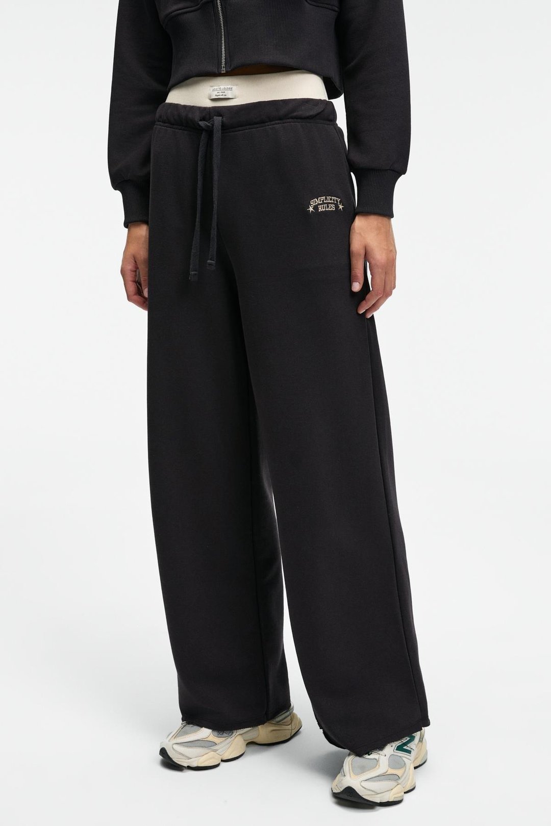 MORVELLA Kadın Nakışlı Regular Fit Antrasit Eşofman Altı