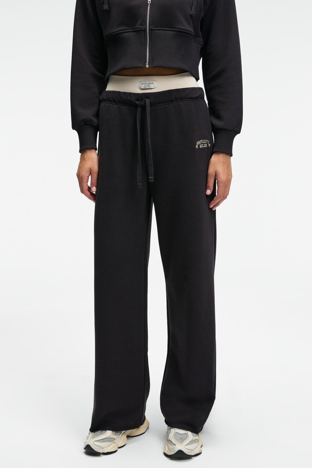 MORVELLA Kadın Nakışlı Regular Fit Antrasit Eşofman Altı