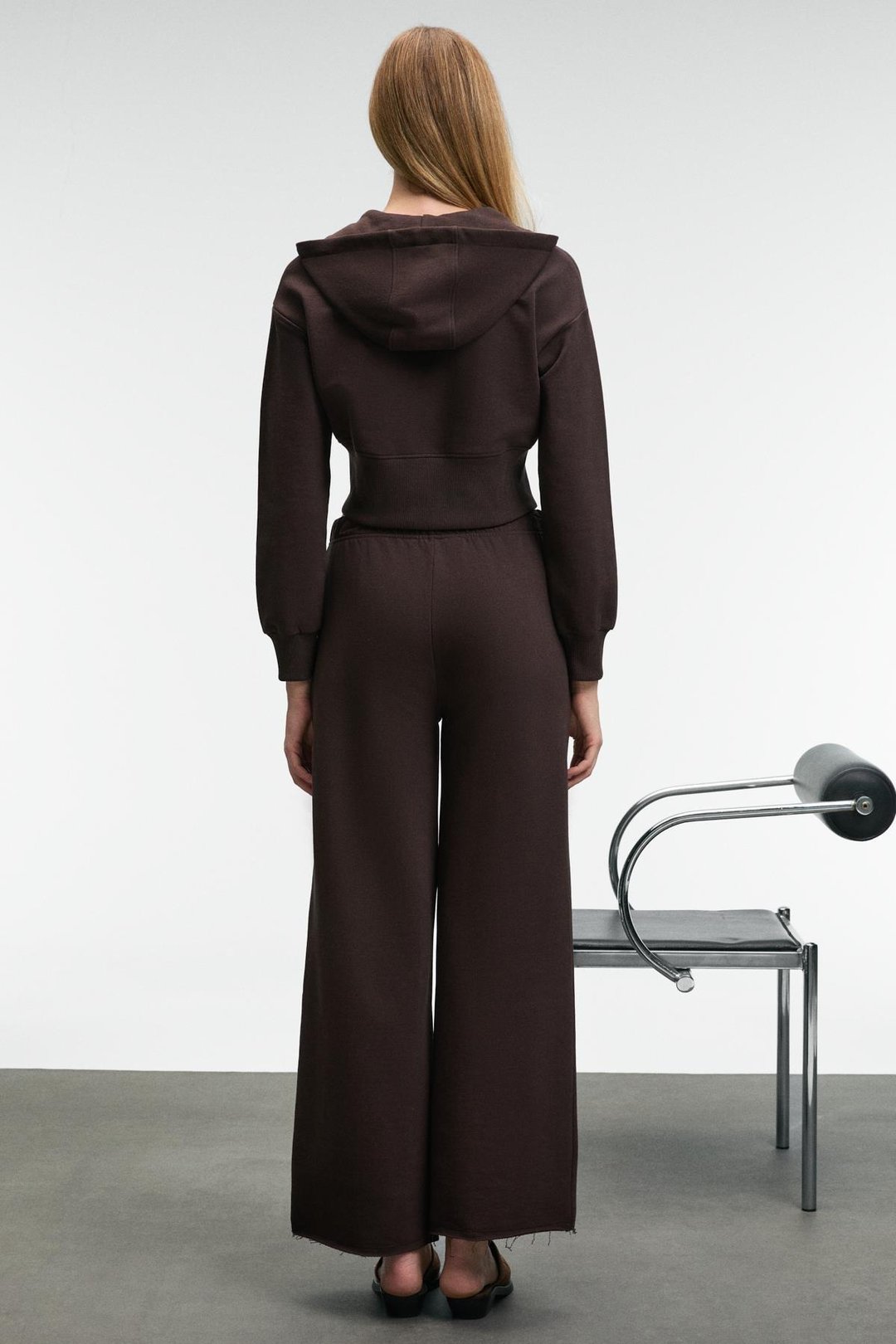 MORVELLA Kadın Nakışlı Regular Fit Koyu Kahverengi Eşofman Altı