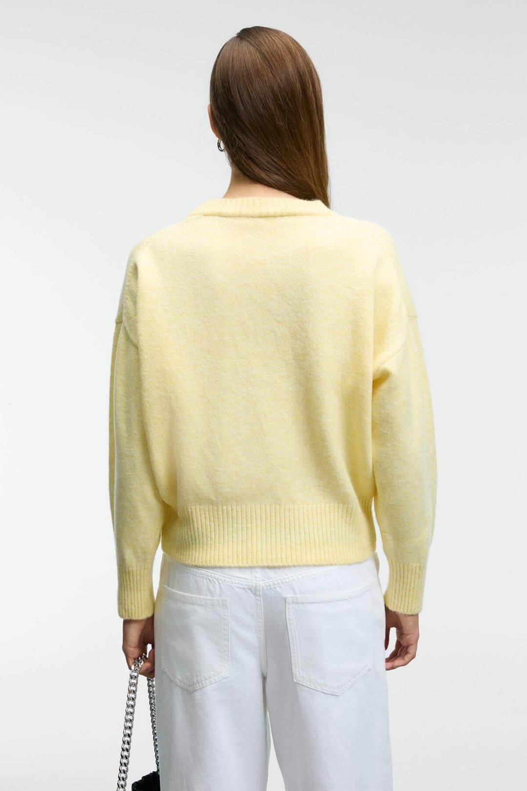 NANNA Kadın Oversize Fit Yumuşacık Kaşmir Tuşesinde Bisiklet yaka Kalın Triko Sarı Kazak