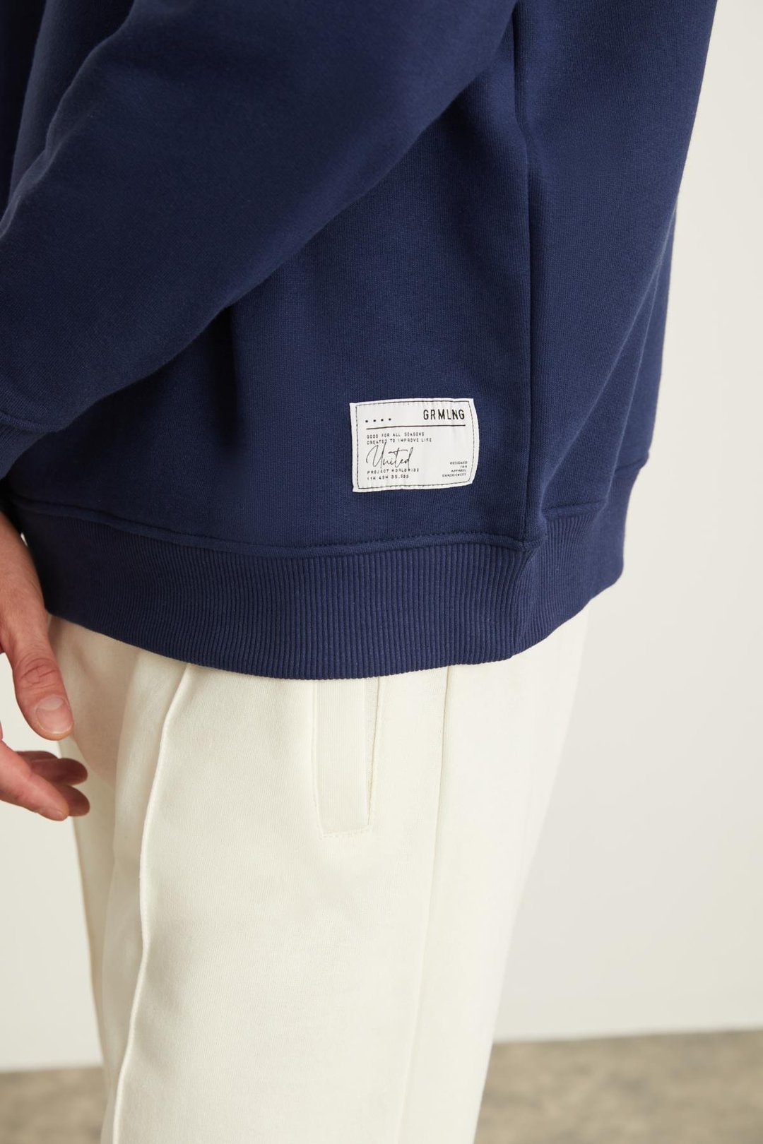 NATAS Relaxed Regular Lacivert Tekli Sweatshirt