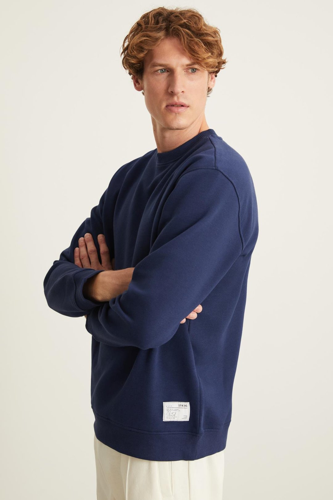 NATAS Relaxed Regular Lacivert Tekli Sweatshirt
