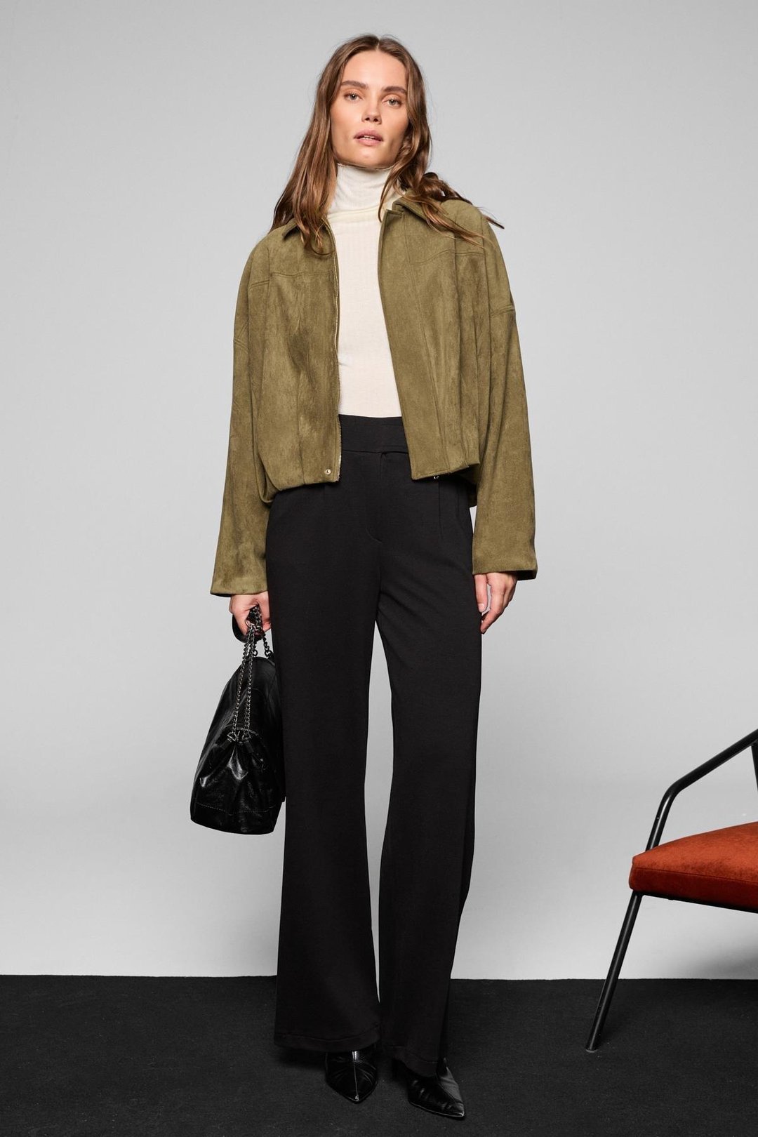 NELOURA Kadın Balıkçı Yaka Esnek Kumaşlı Ekru Bluz