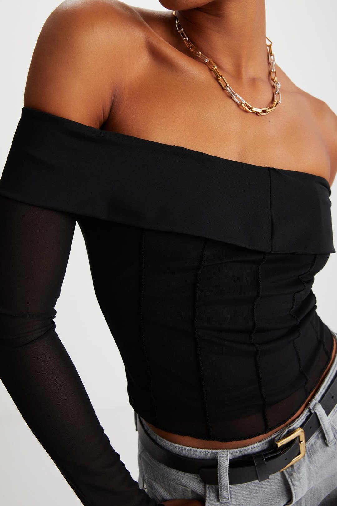 NERYS  Slim Siyah Tekli Bluz