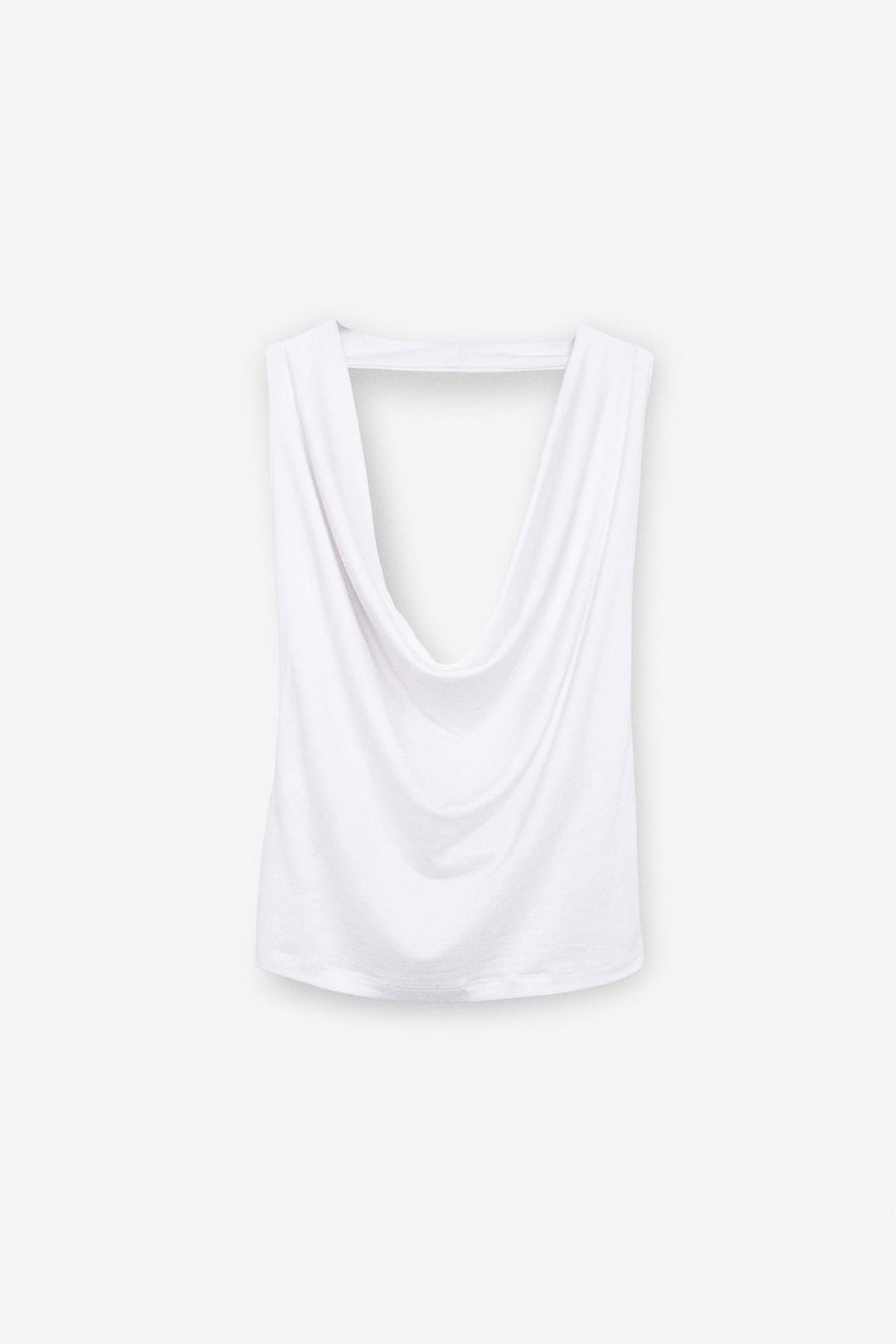 NESLIVA Kadın Degaje Halter Yaka Kalın Askılı Sırtı Açık Crop Beyaz Bluz