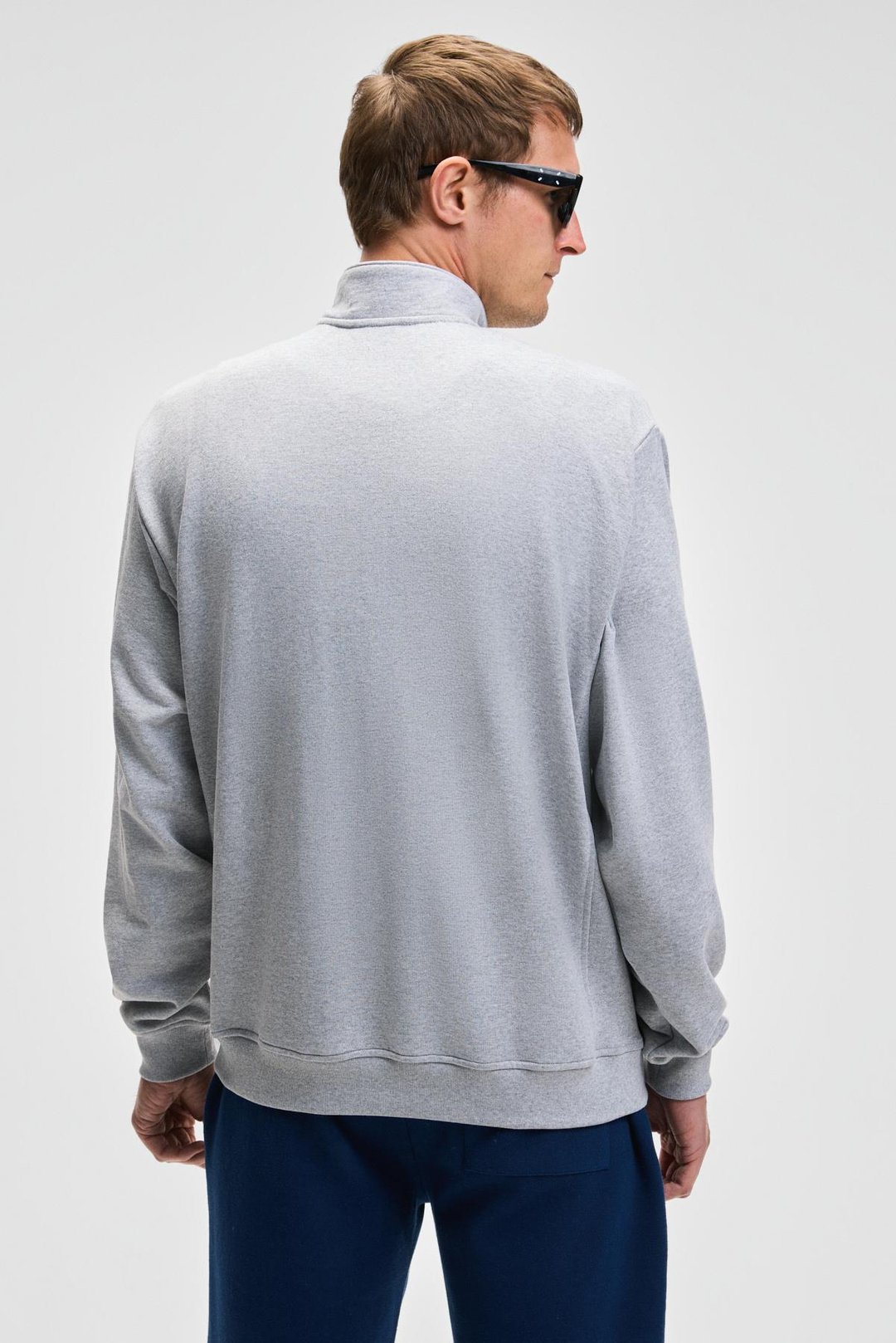 NESTOR Erkek Relaxed Fit Dik Yakalı Yarım Fermuarlı Uzun Kollu Grimelanj Sweatshirt