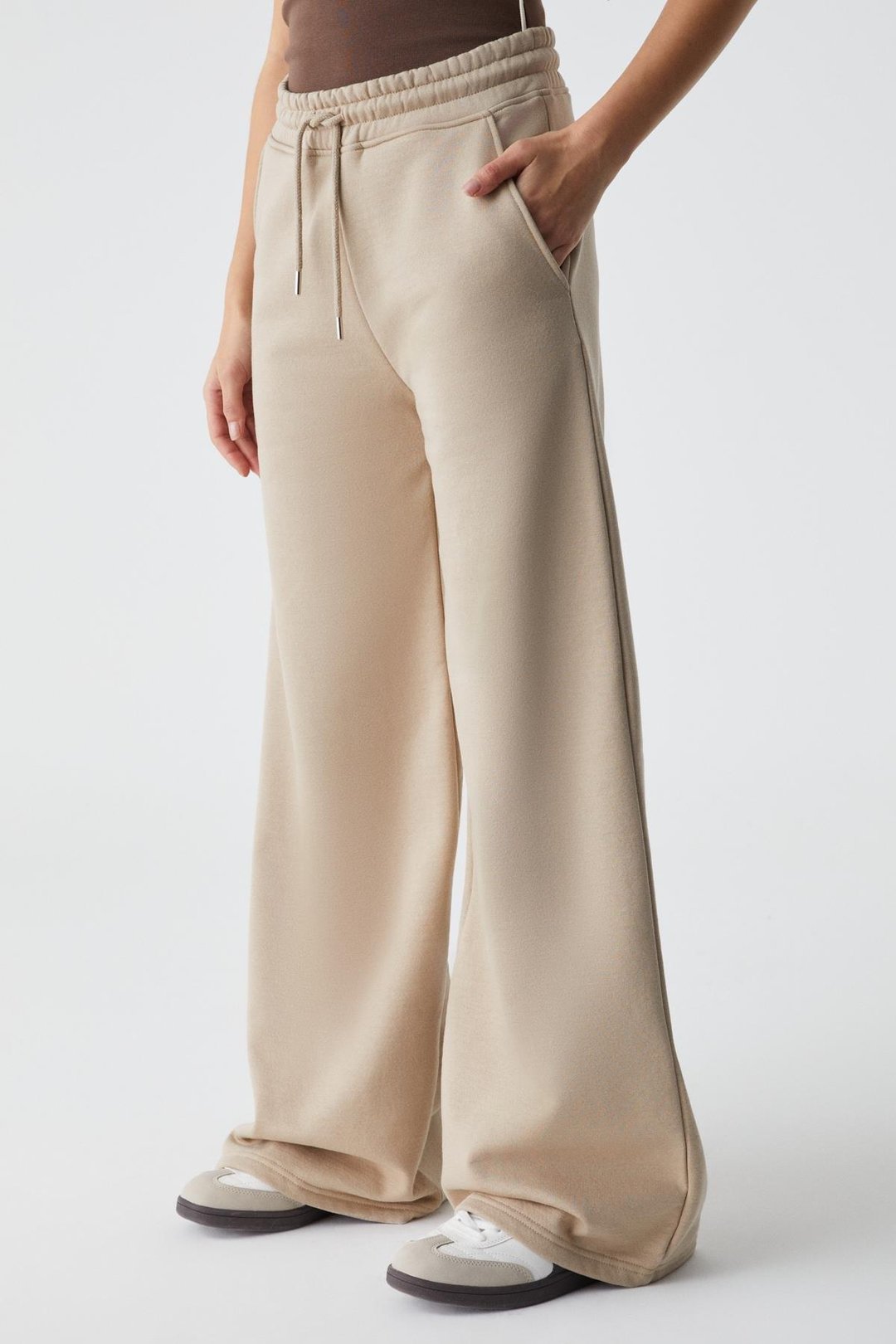 NETTA Kadın Oversize Fit Lastikli Bel Bej Eşofman Altı