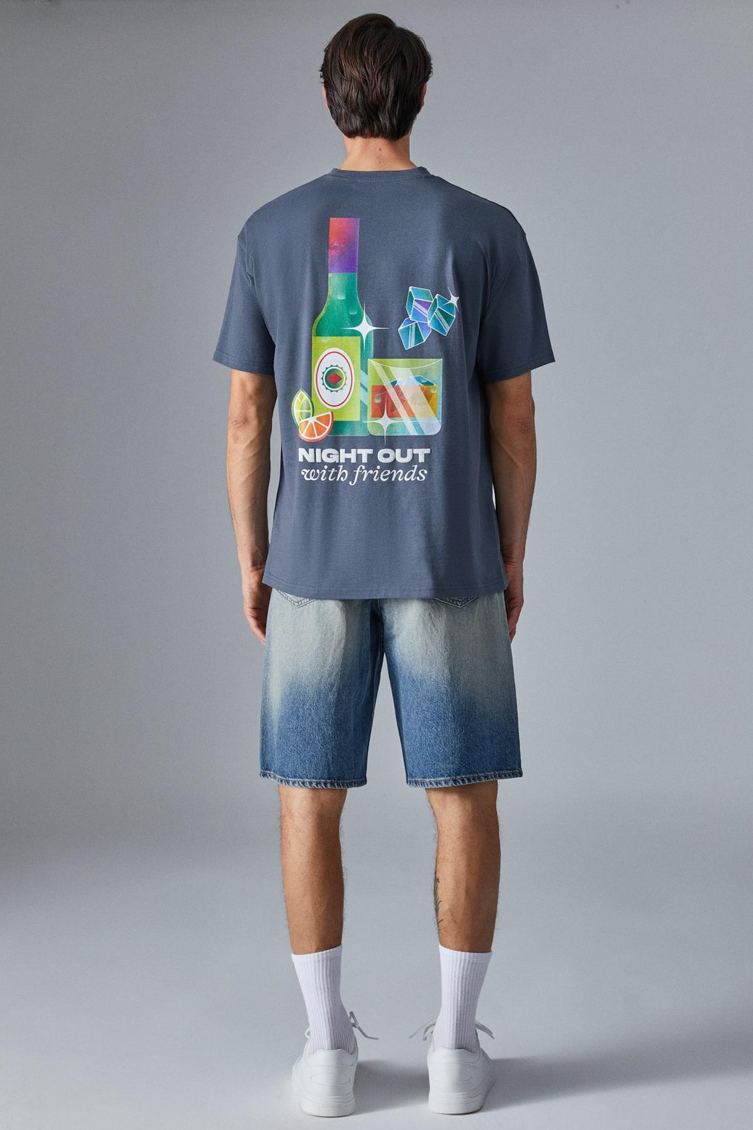 NIGHTOUT Erkek Oversize Fit Antrasit T-Shirt