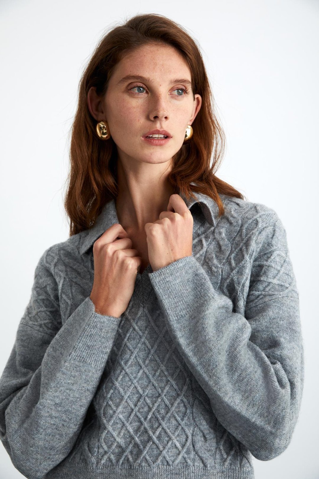 NIPUR Kadın V Yaka Recycle Triko Grimelanj Kazak