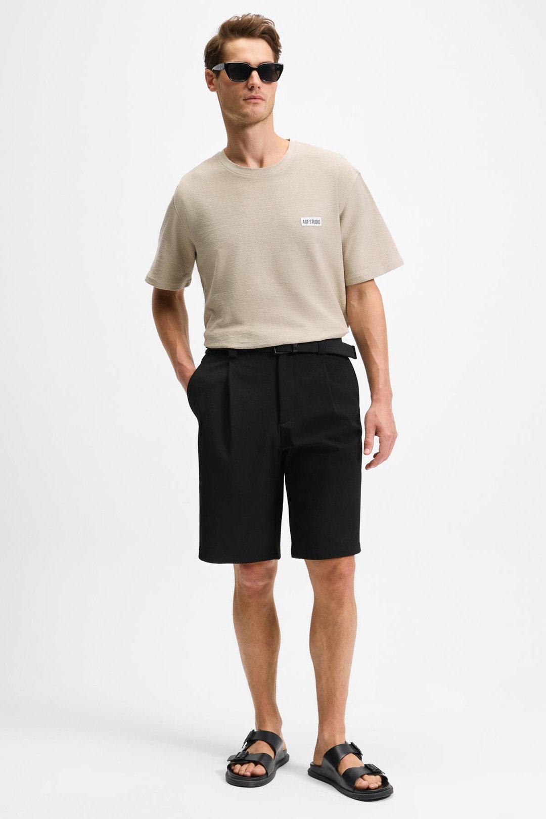 NOIR Erkek%100 Organik Pamuk  Bisiklet Yaka Kısa Kol Regular Bej T-Shirt