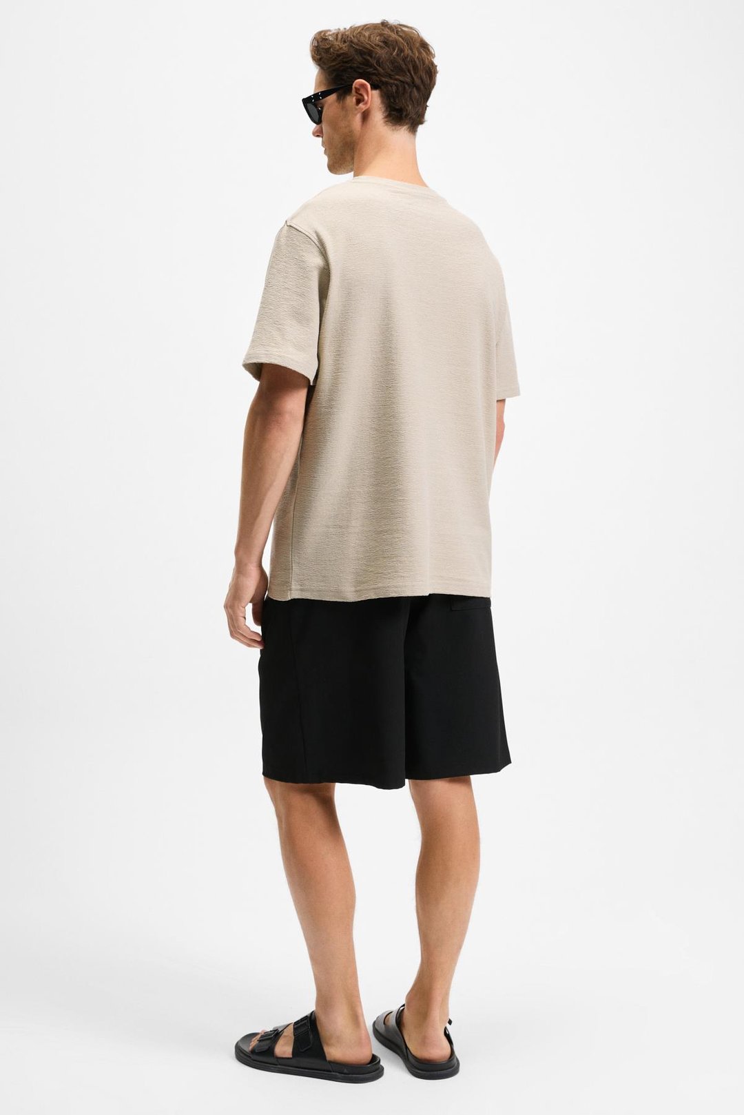 NOIR Erkek%100 Organik Pamuk  Bisiklet Yaka Kısa Kol Regular Bej T-Shirt