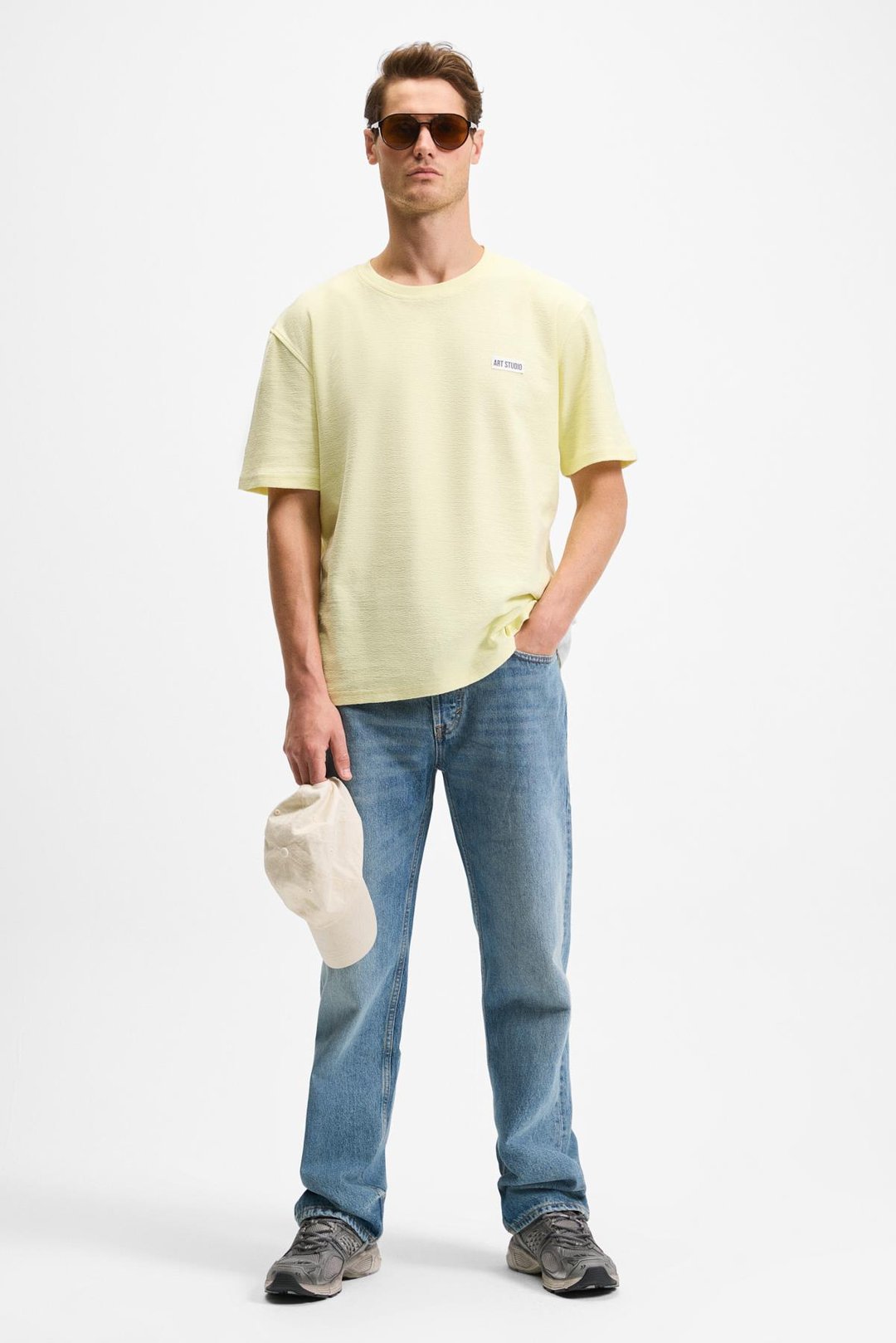 NOIR Erkek%100 Organik Pamuk  Bisiklet Yaka Kısa Kol Regular Sarı T-Shirt