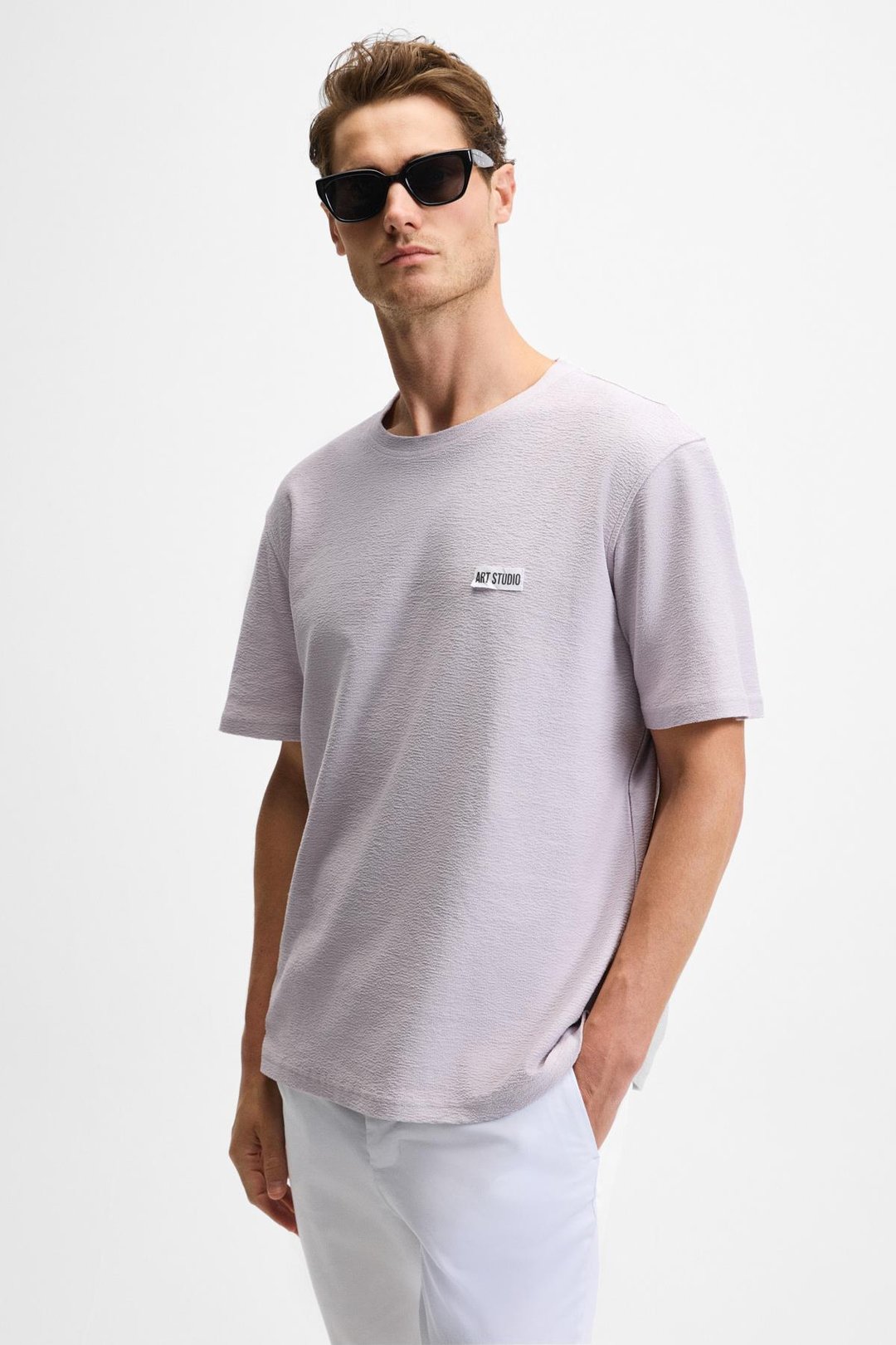 NOIR Erkek%100 Organik Pamuk  Bisiklet Yaka Kısa Kol Regular Lila T-Shirt