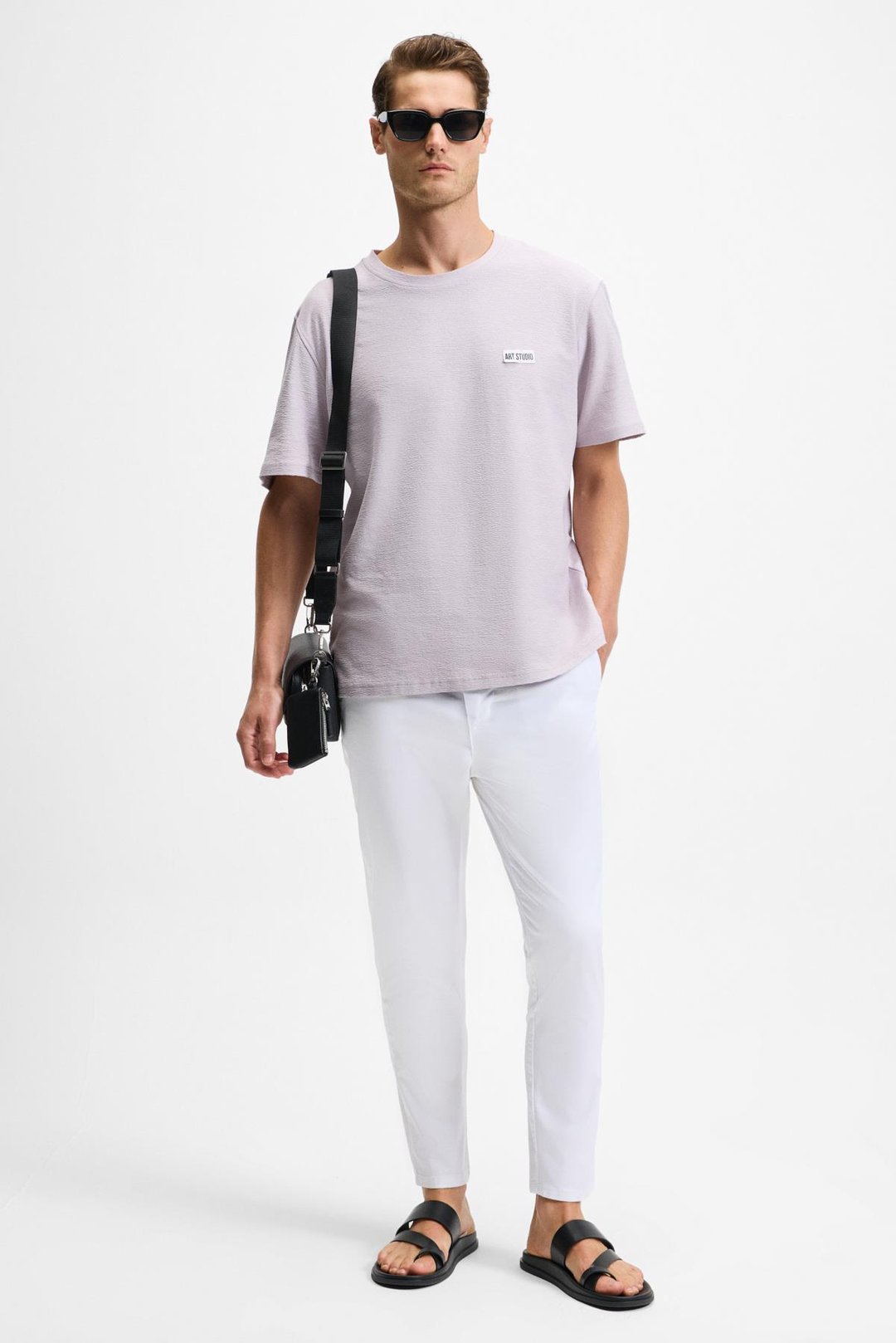 NOIR Erkek%100 Organik Pamuk  Bisiklet Yaka Kısa Kol Regular Lila T-Shirt