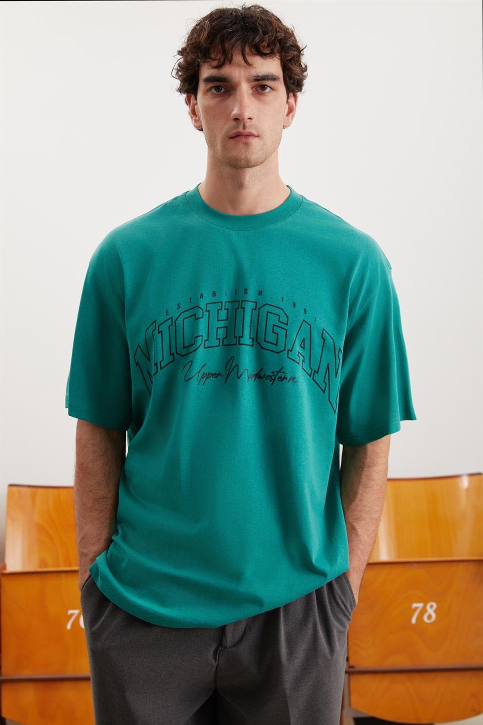 NORİS Örme Relaxed Yeşil  T-Shirt