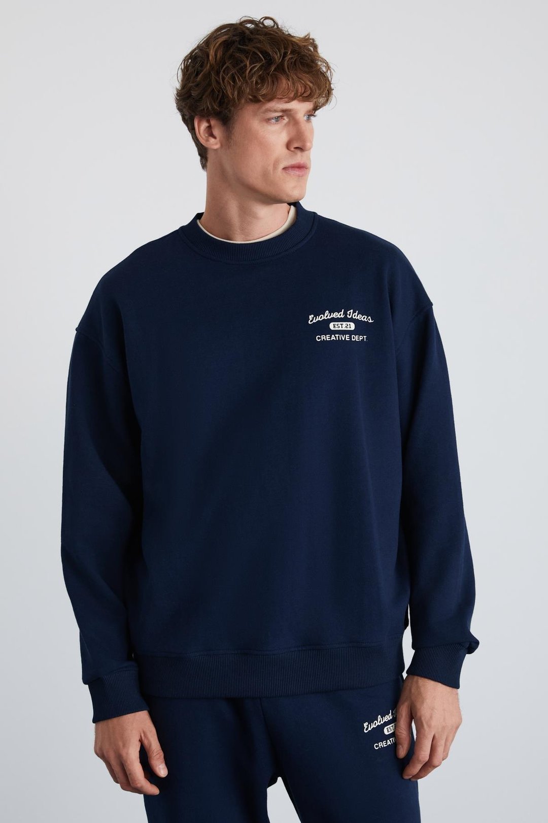 NOTTINGHAM Erkek 2'Li Set Relaxed Organik Pamuk İçi Şardonlu Lacivert Eşofman Takımı