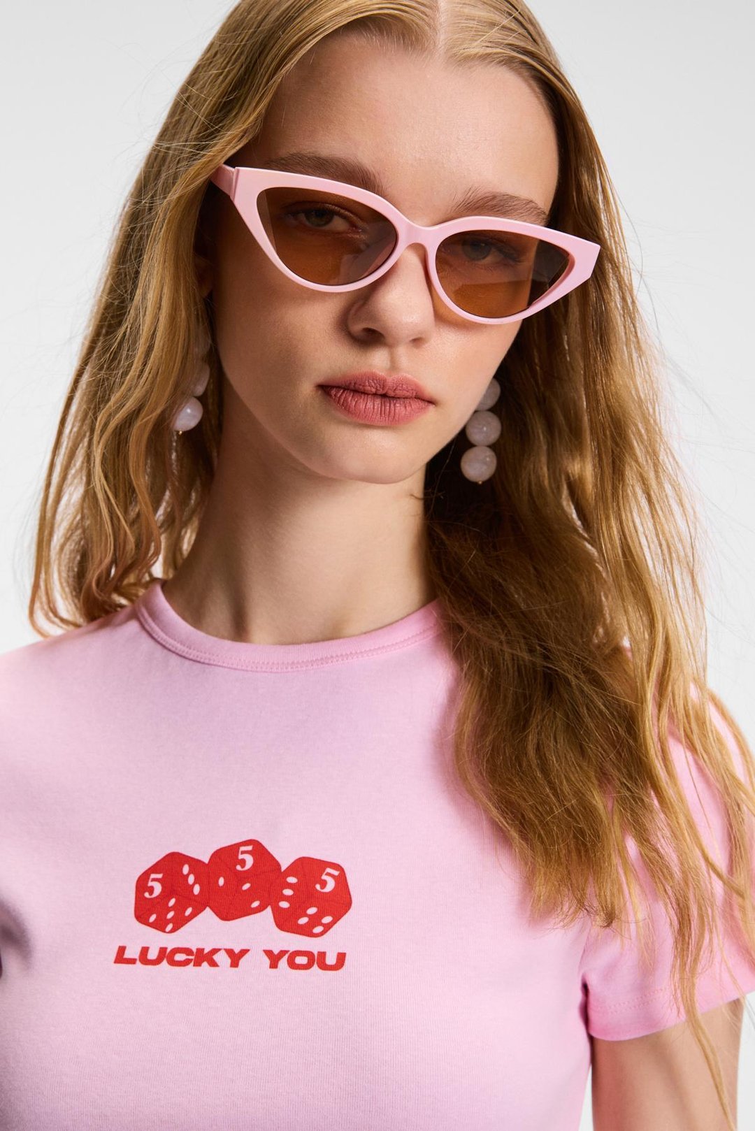 NOVELLE Kadın Bisiklet Yaka Kısa Kollu Önü Baskılı Crop Pembe T-Shirt