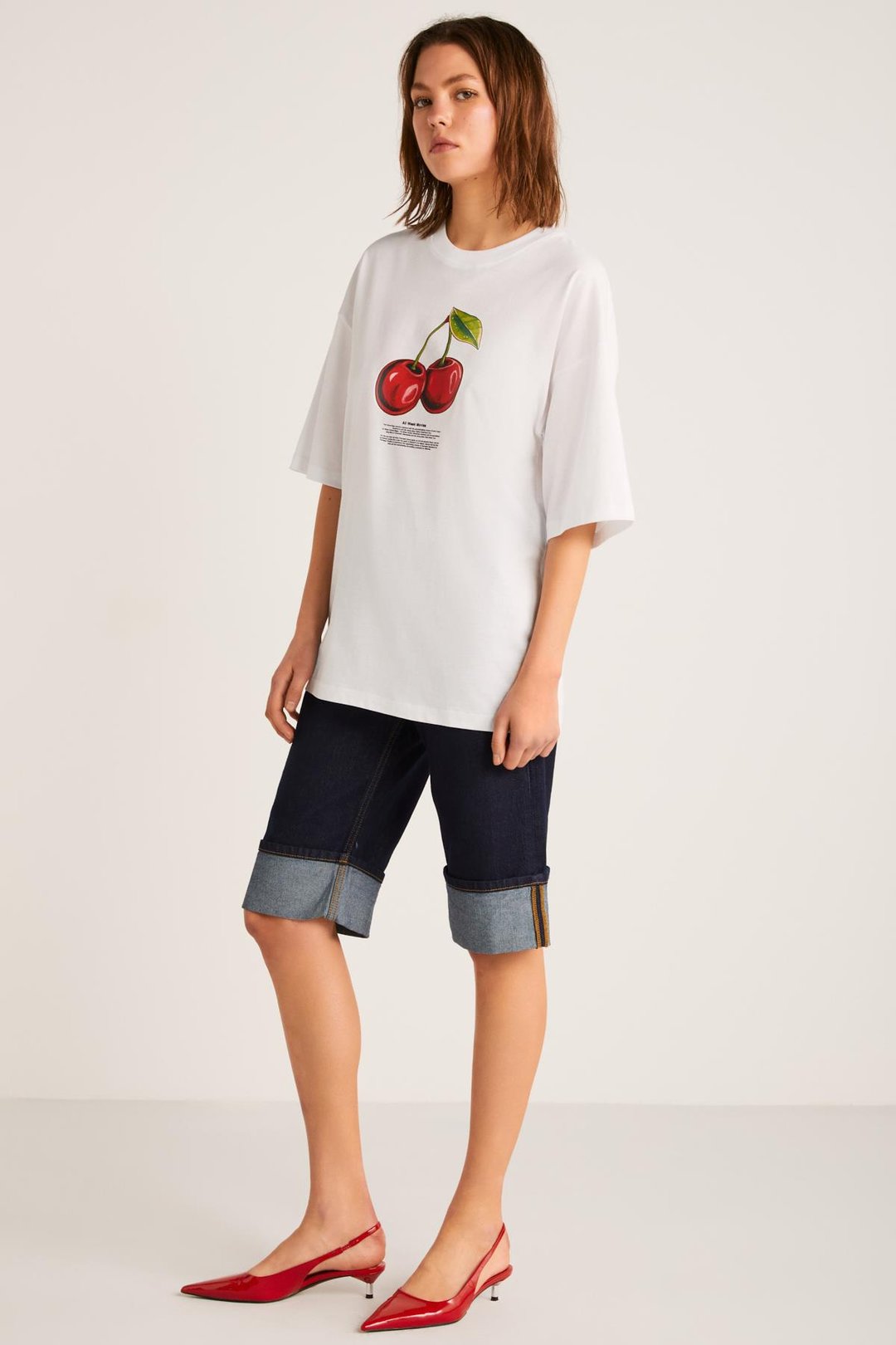 ODALYS Basic Oversize Beyaz Tekli T-Shirt