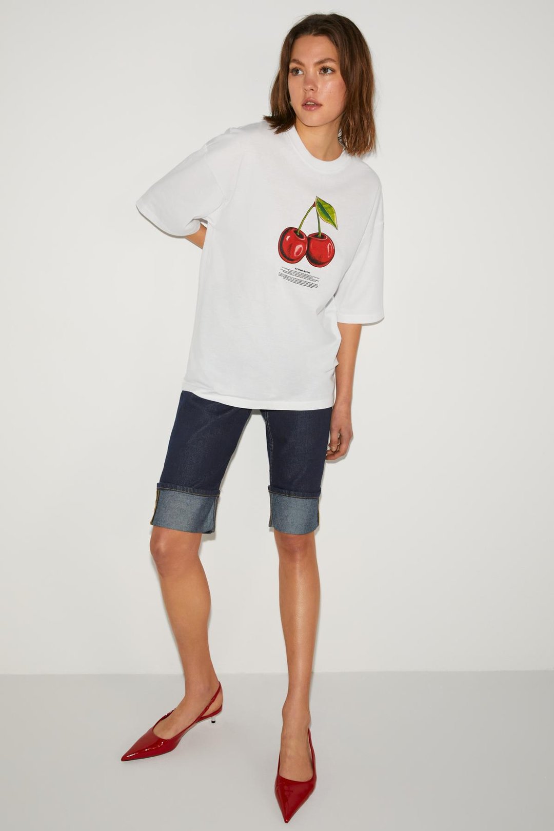 ODALYS Basic Oversize Beyaz Tekli T-Shirt