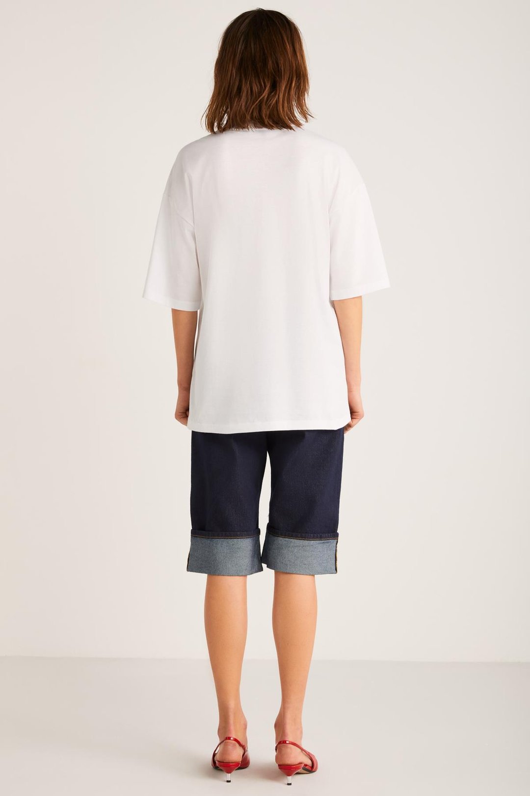 ODALYS Basic Oversize Beyaz Tekli T-Shirt