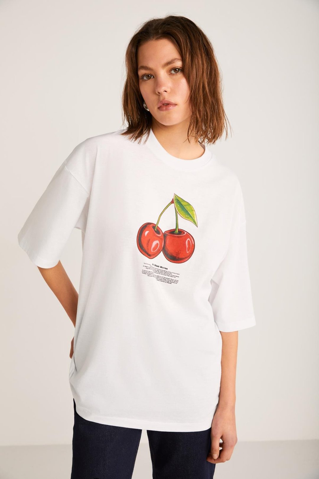 ODALYS Basic Oversize Beyaz Tekli T-Shirt