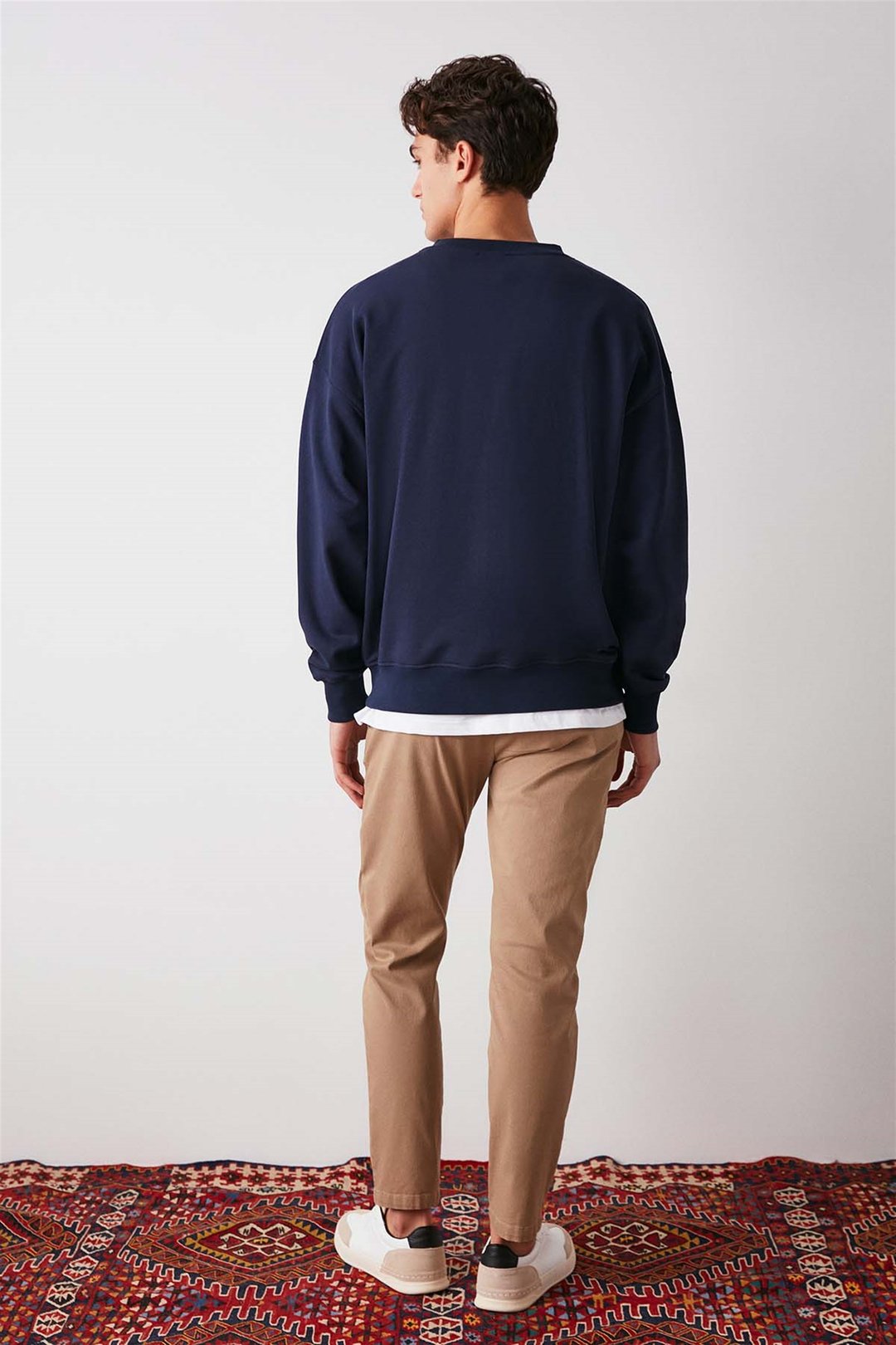 OFF Örme Oversize Lacivert  Sweatshirt