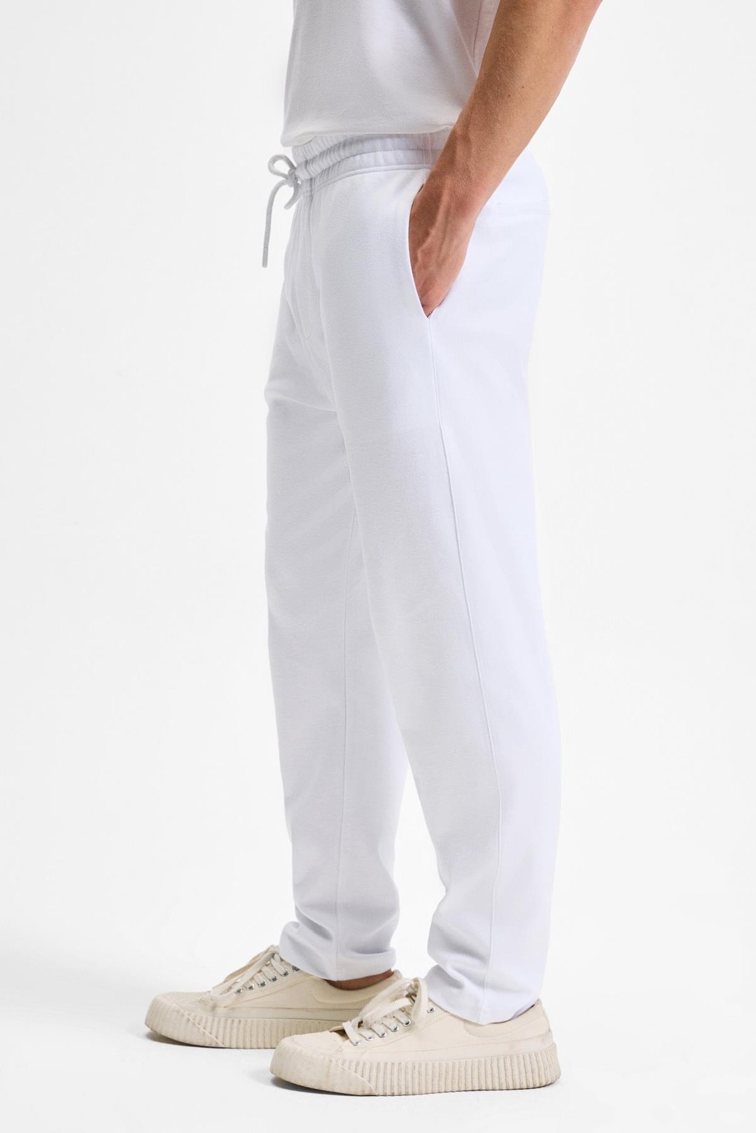 OLSEN Erkek Beli Lastikli Kordonlu Yanları Cepli Arkada Süs Fletolu Relaxed Fit Beyaz Eşofman Altı