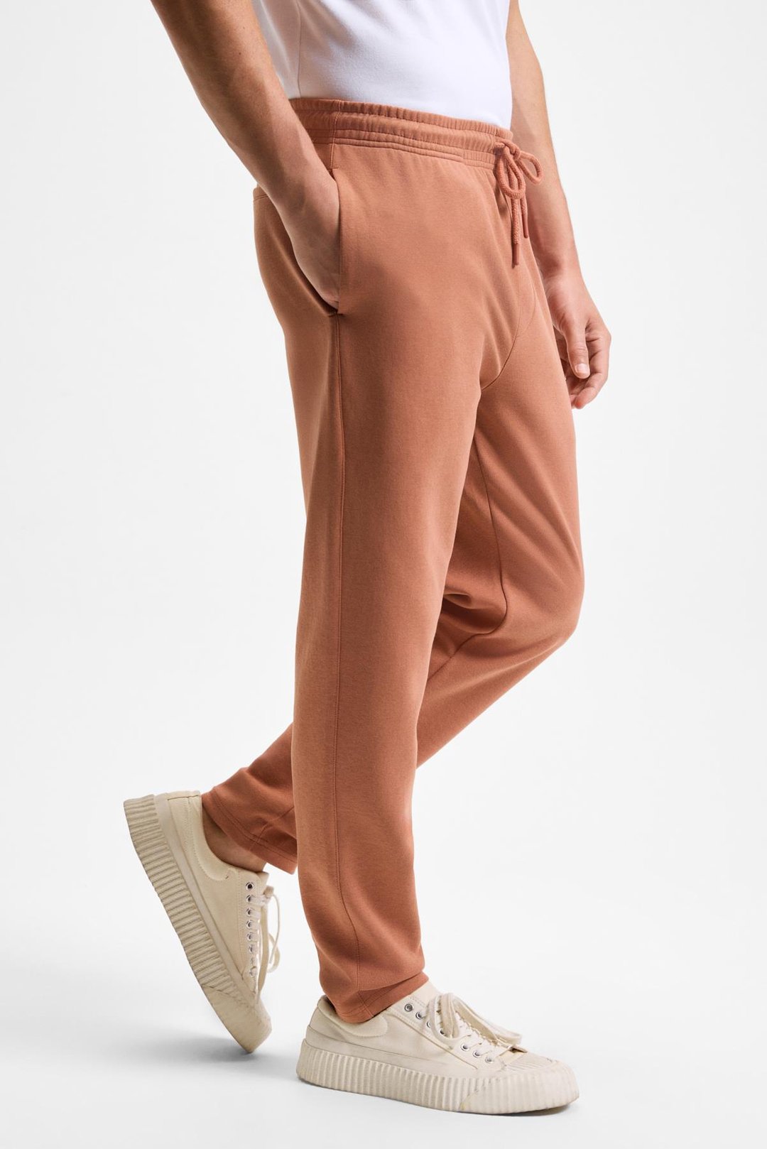 OLSEN Erkek Beli Lastikli Kordonlu Yanları Cepli Arkada Süs Fletolu Relaxed Fit Kiremit Rengi Eşofman Altı