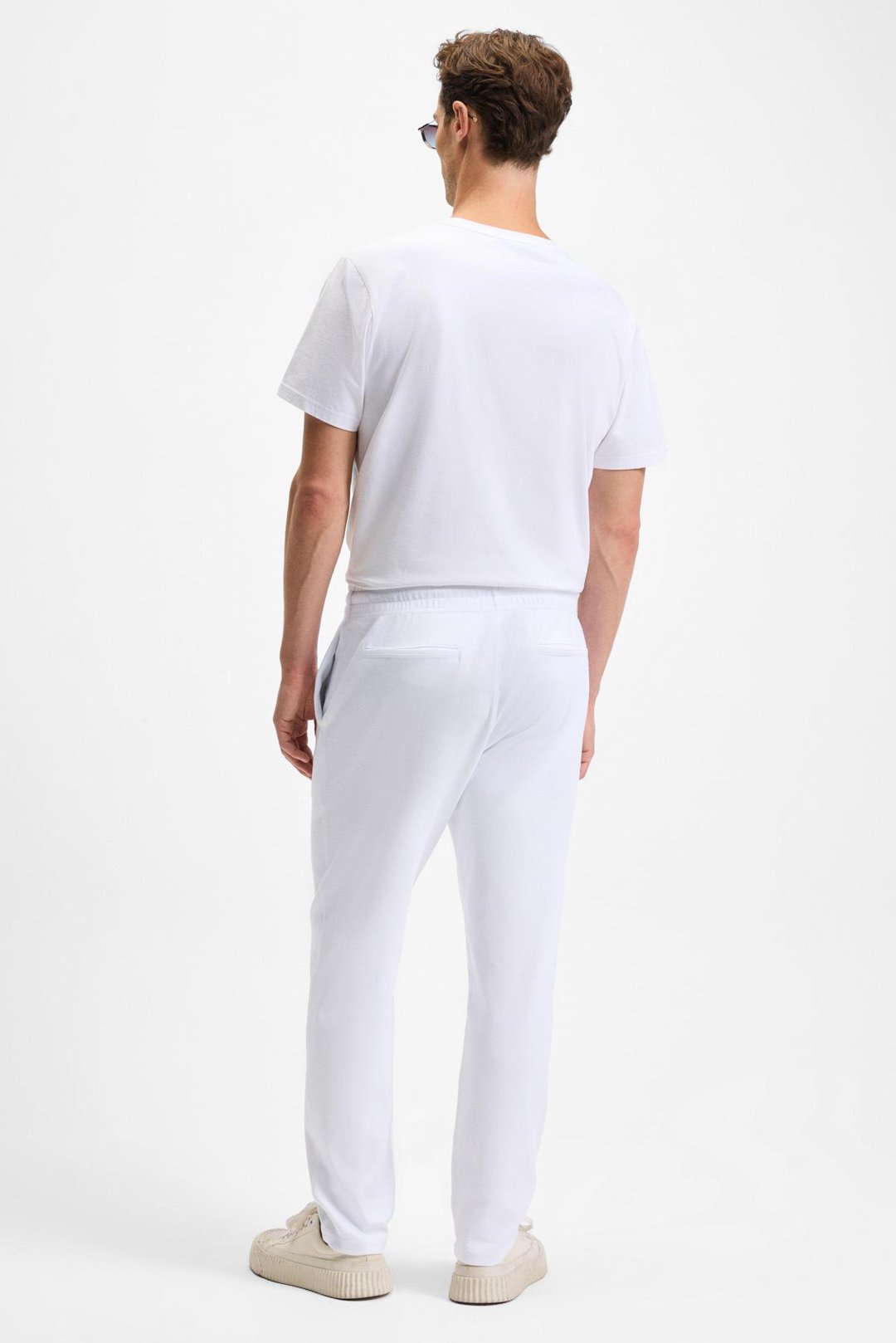 OLSEN Erkek Beli Lastikli Kordonlu Yanları Cepli Arkada Süs Fletolu Relaxed Fit Beyaz Eşofman Altı