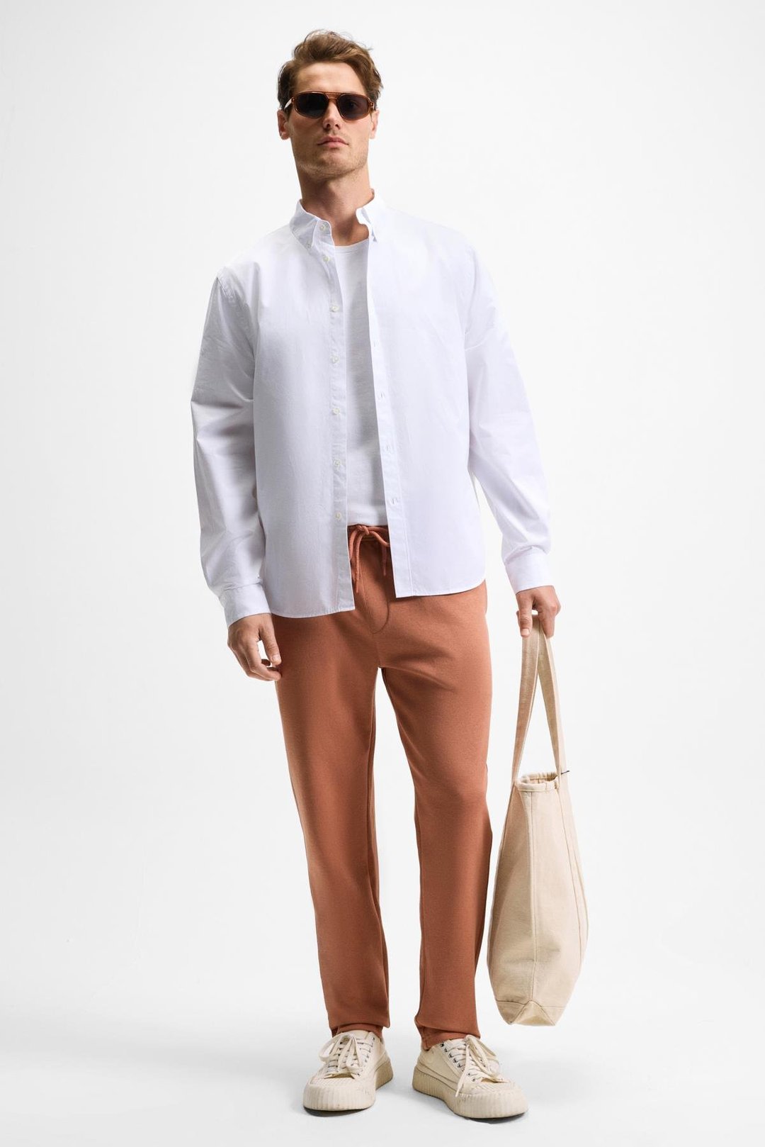 OLSEN Erkek Beli Lastikli Kordonlu Yanları Cepli Arkada Süs Fletolu Relaxed Fit Kiremit Rengi Eşofman Altı