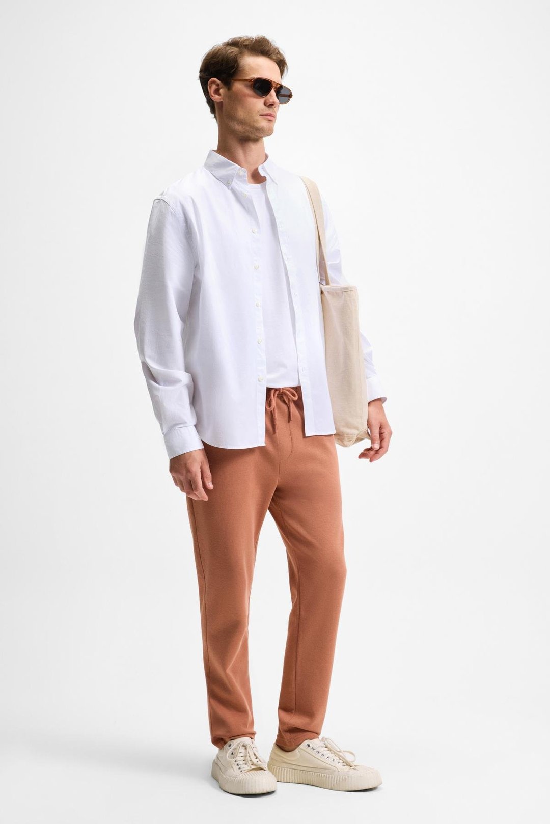 OLSEN Erkek Beli Lastikli Kordonlu Yanları Cepli Arkada Süs Fletolu Relaxed Fit Kiremit Rengi Eşofman Altı