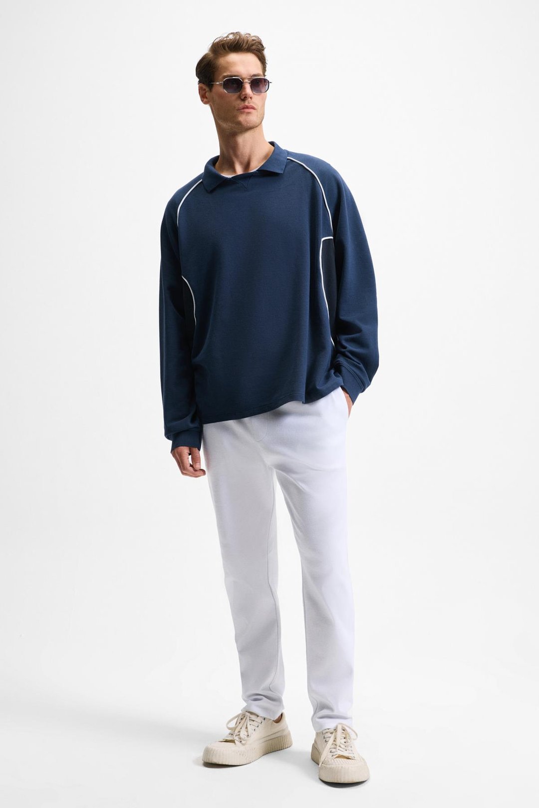 OLSEN Erkek Beli Lastikli Kordonlu Yanları Cepli Arkada Süs Fletolu Relaxed Fit Beyaz Eşofman Altı