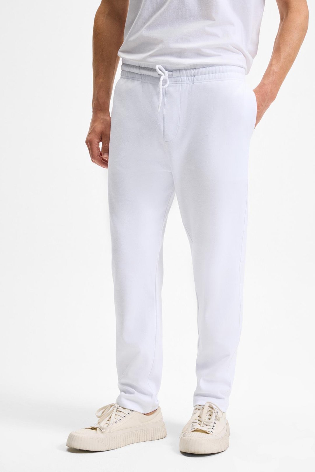 OLSEN Erkek Beli Lastikli Kordonlu Yanları Cepli Arkada Süs Fletolu Relaxed Fit Beyaz Eşofman Altı