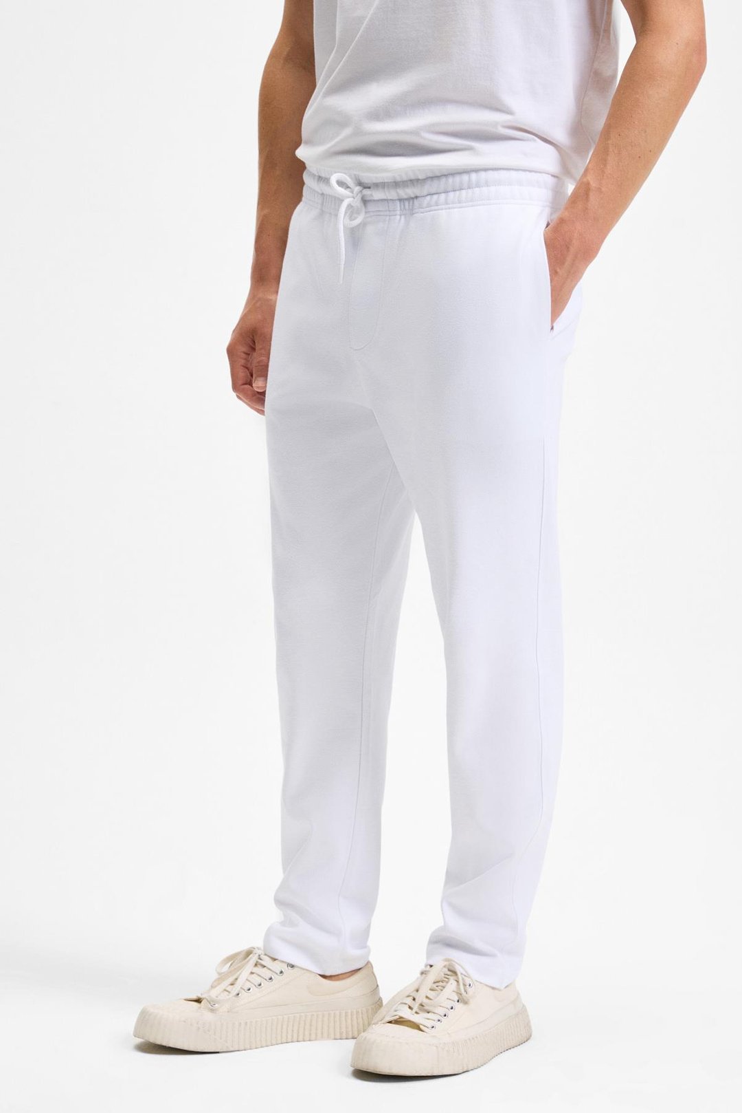 OLSEN Erkek Beli Lastikli Kordonlu Yanları Cepli Arkada Süs Fletolu Relaxed Fit Beyaz Eşofman Altı