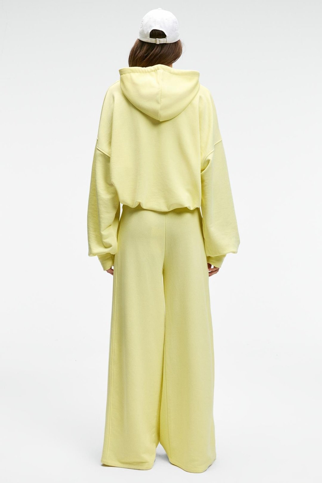 OLVERA Kadın Kapüşonlu Etek Ucu Balon Oversize Sarı Sweatshirt